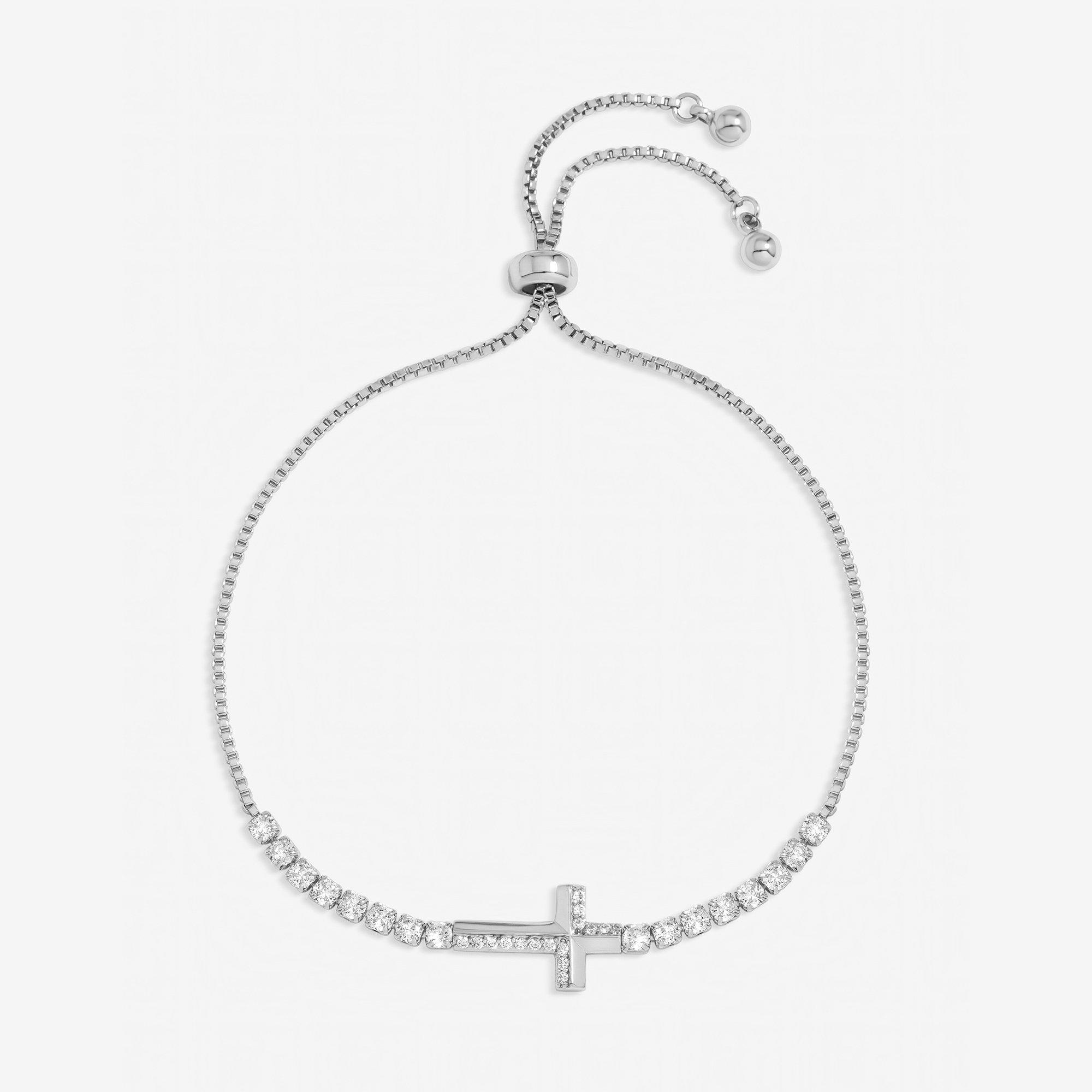 Silver - Jon Richard - Silver Plated and Crystal Cross Toggle Bracelet