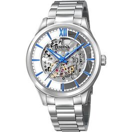 Festina Mens  Silver Skeleton Dial Automatic Watch