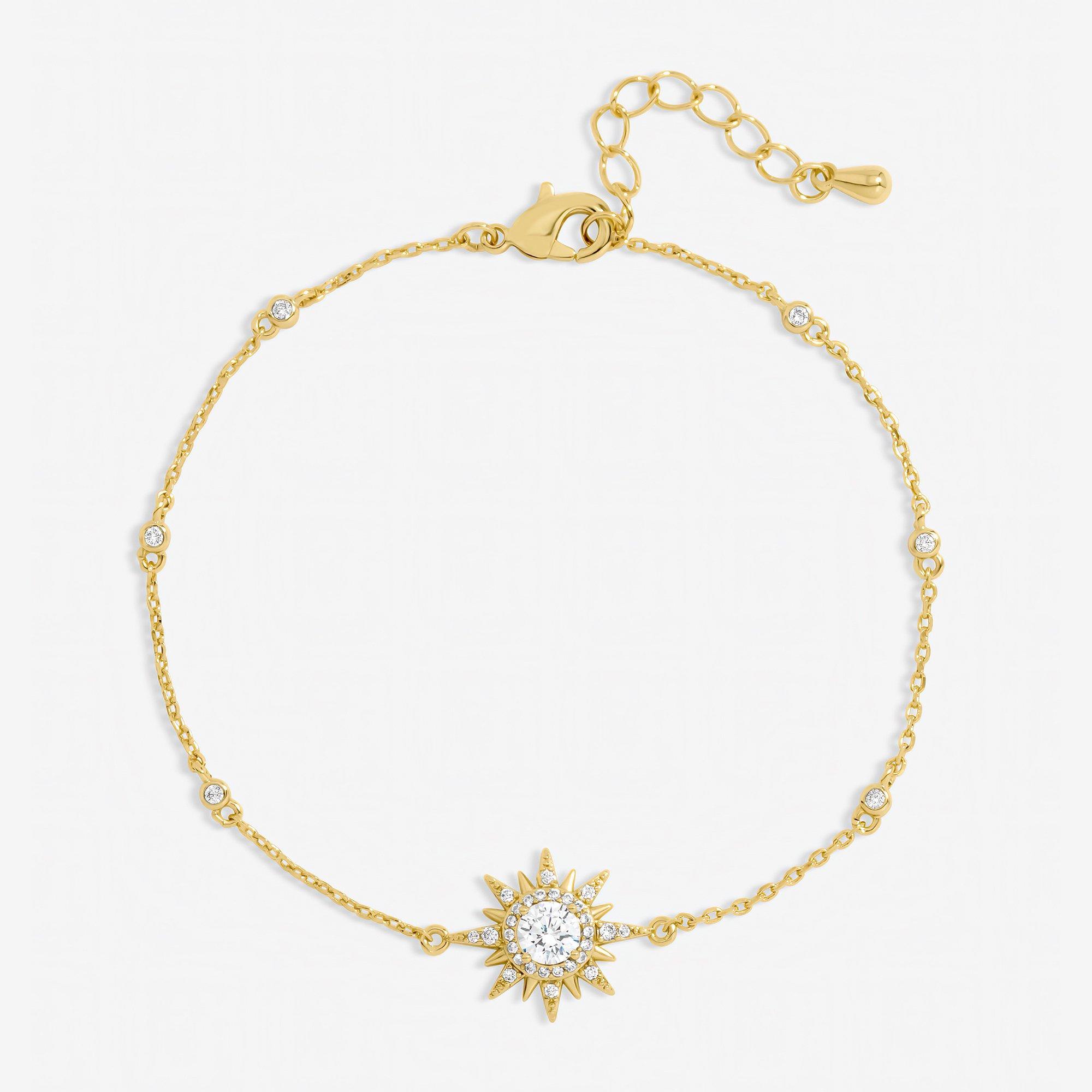 Silver - Jon Richard - Gold Plated and Pave Starburst Bracelet