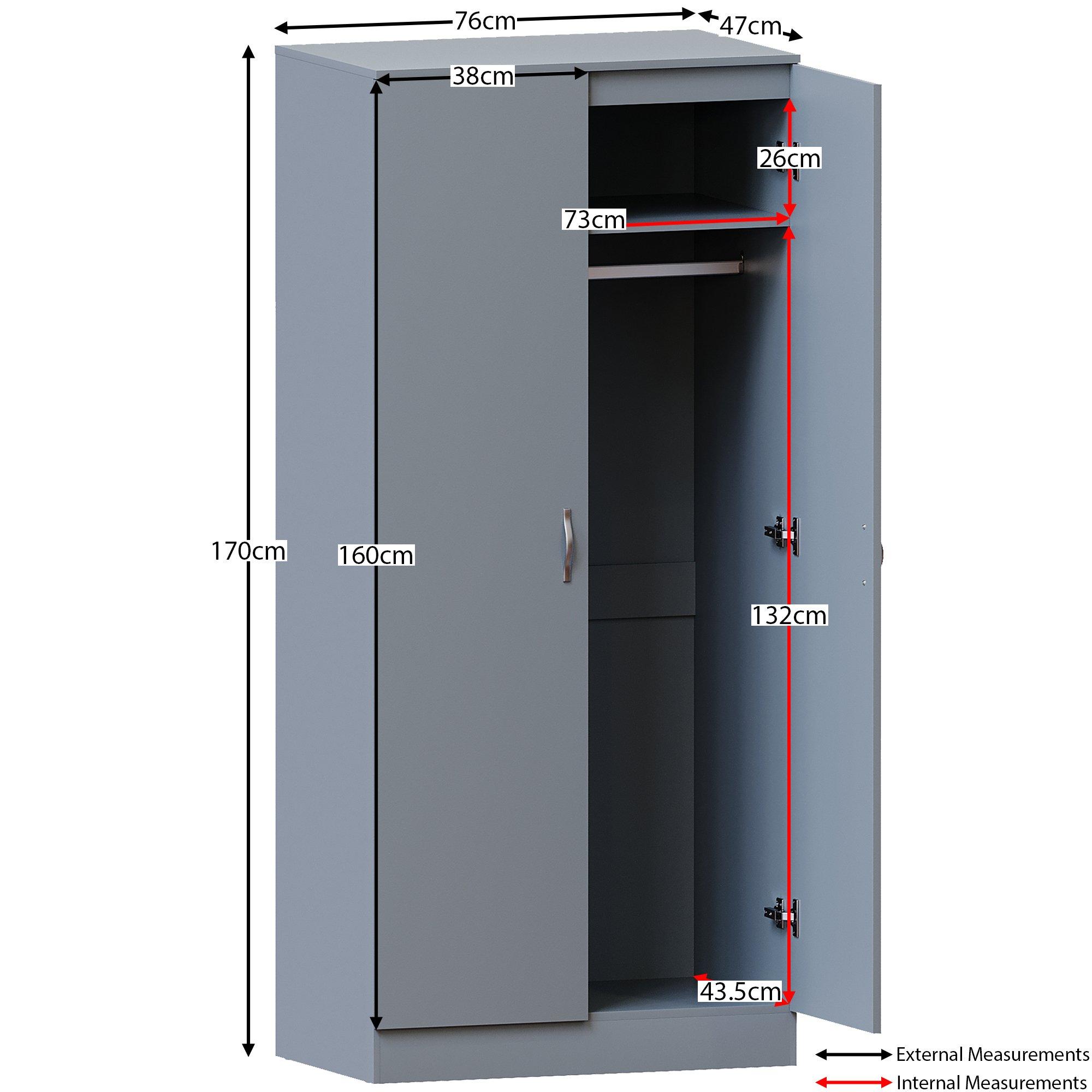 Grey - Lassic - Vida Designs Riano 2 Door Wardrobe - 2