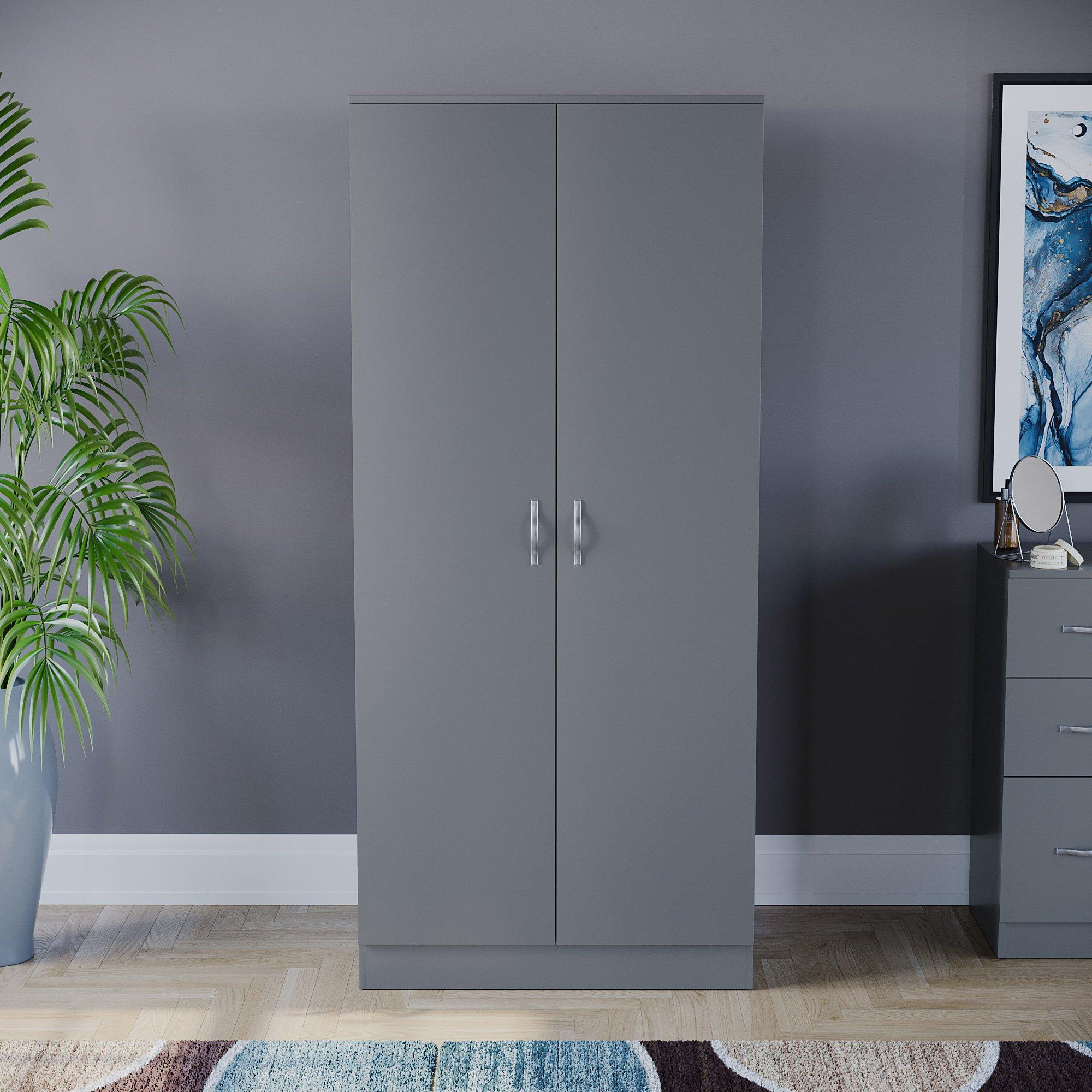 Grey - Lassic - Vida Designs Riano 2 Door Wardrobe - 3