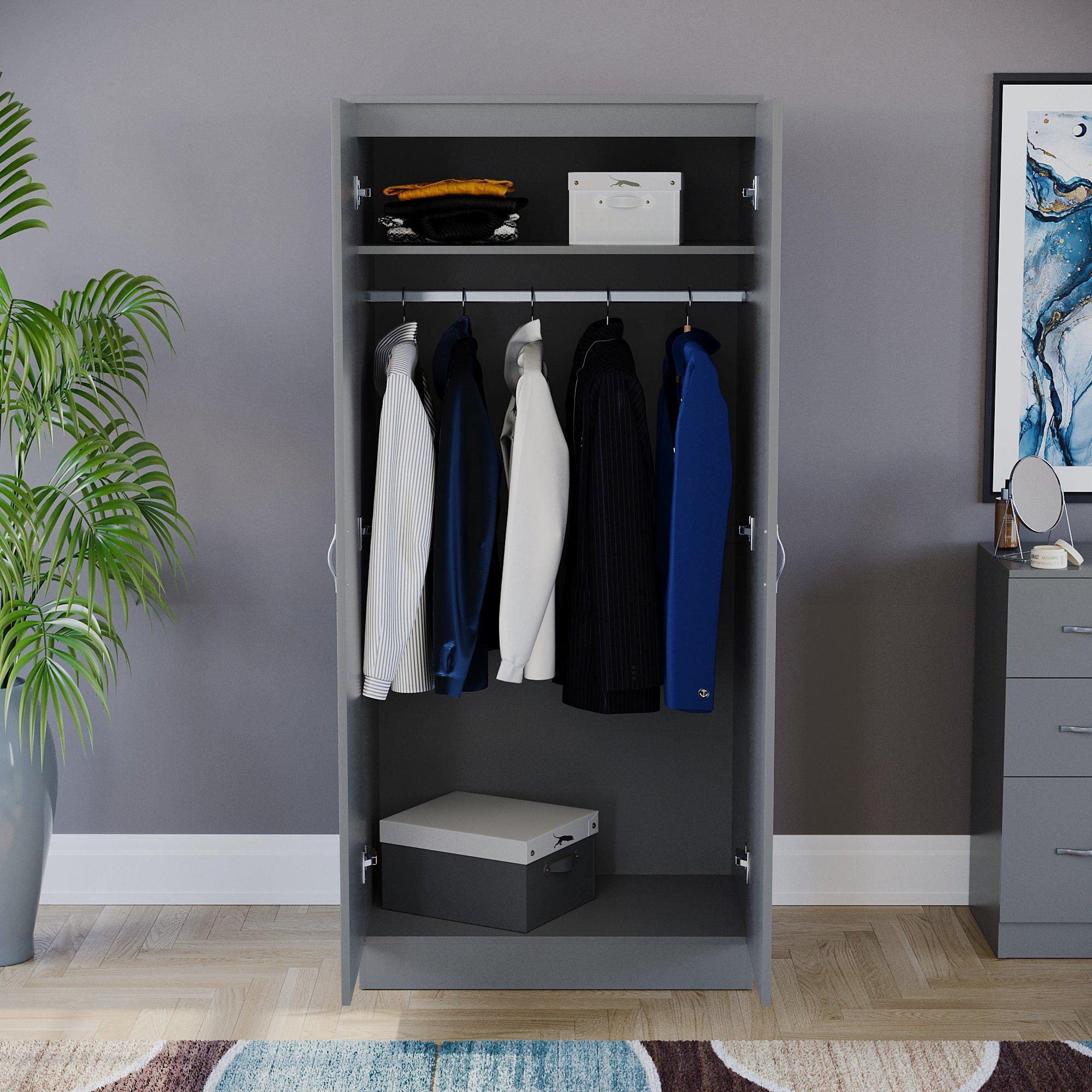 Grey - Lassic - Vida Designs Riano 2 Door Wardrobe - 6