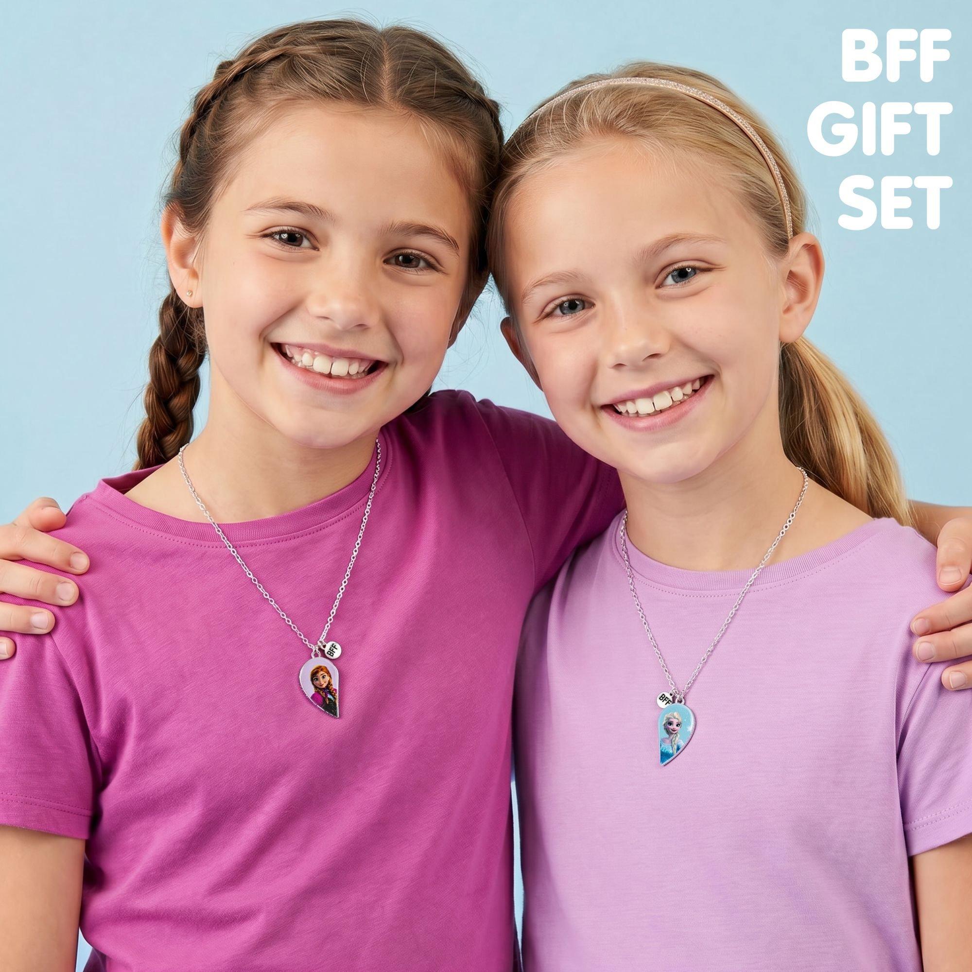 Silver - Disney - Frozen 2 PC BFF heart necklaces - 2