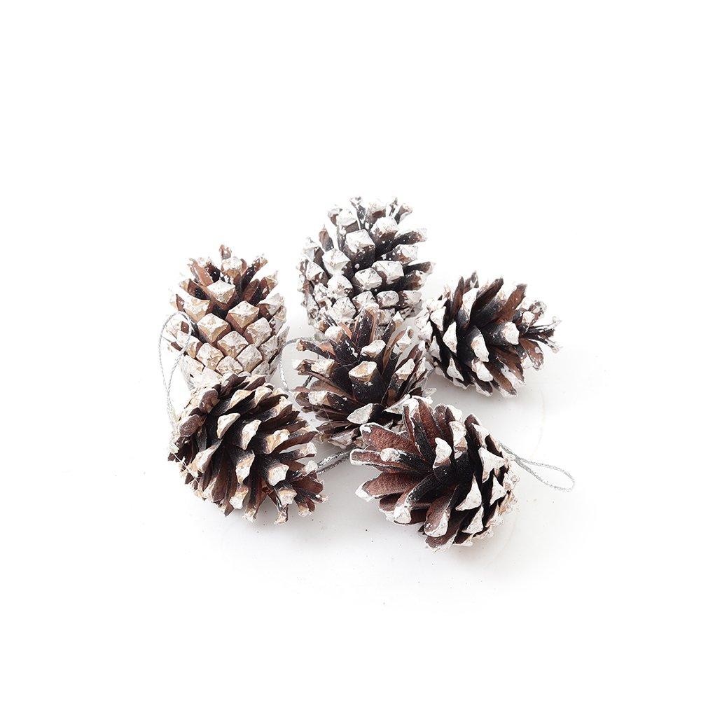 Brown And White - LIFE IDEAS - 30pcs White-Dyed Pine Cone Ornaments - 3