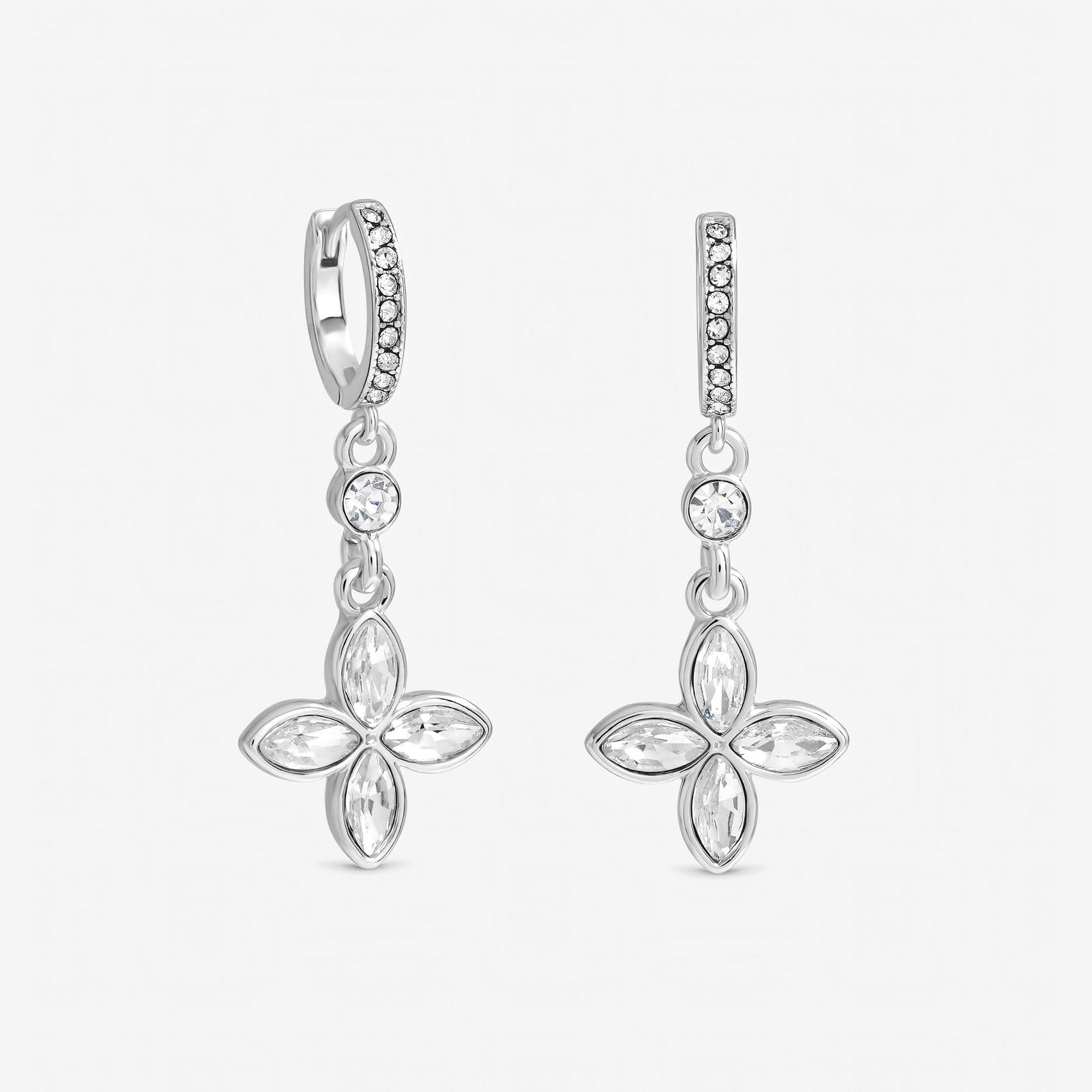 Silver - Jon Richard - Silver Plated and Crystal Clover Earrings