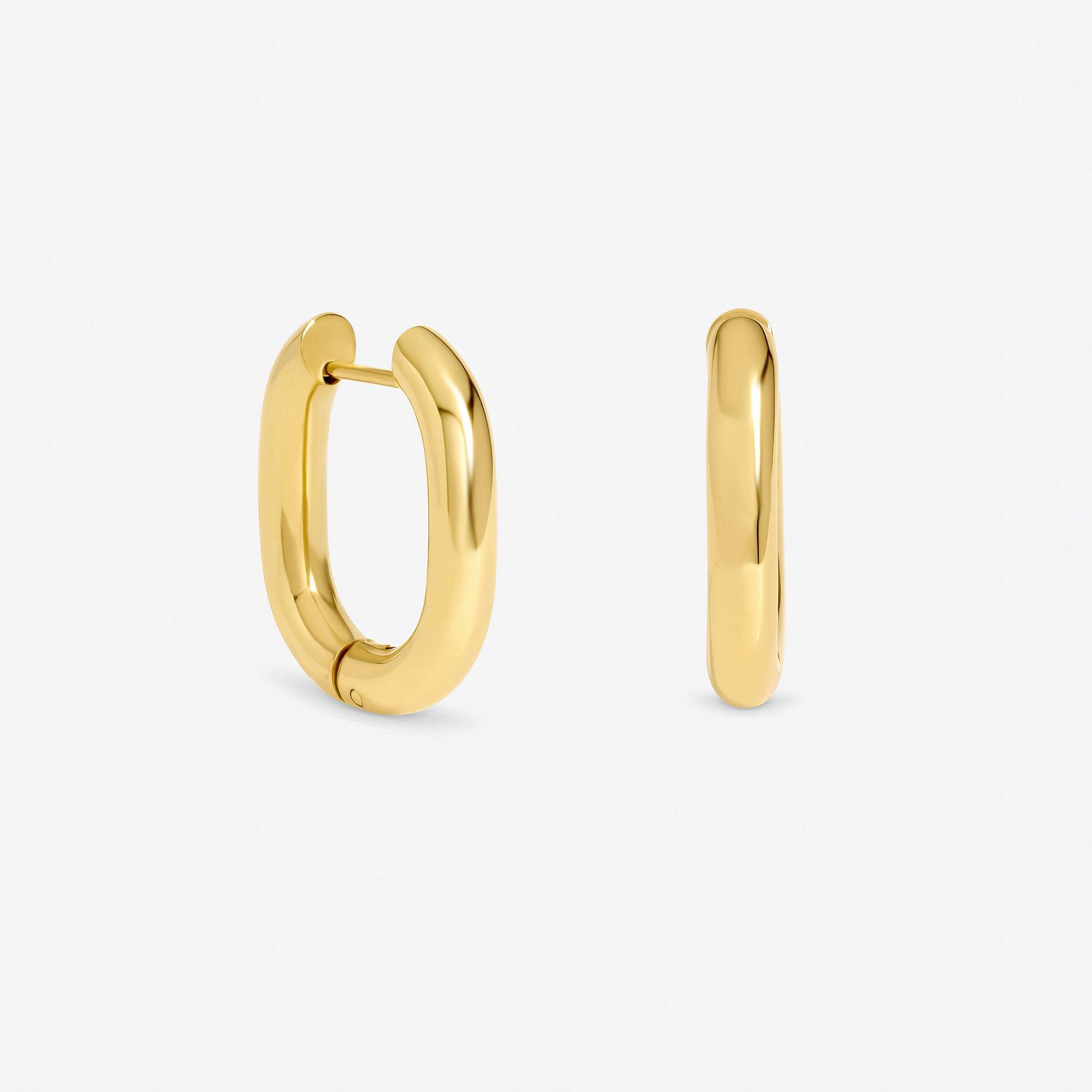 Gold - Jon Richard - Gold Plated Waterproof Retangle Hoop Earrings
