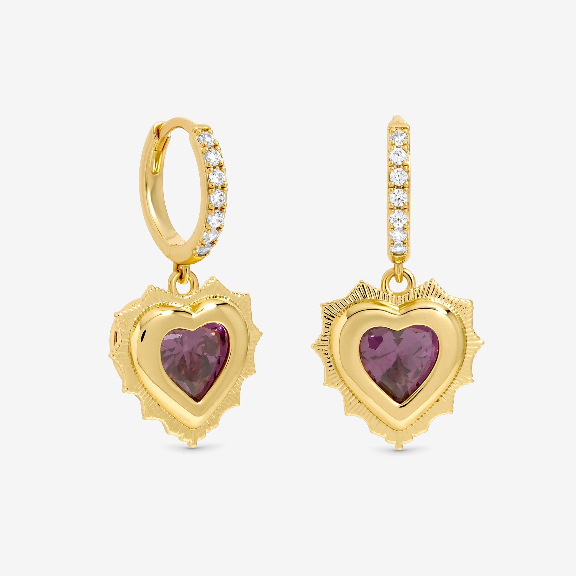 Gold - Jon Richard - Gold Plated Heart Birthstone Earrings - December - 2