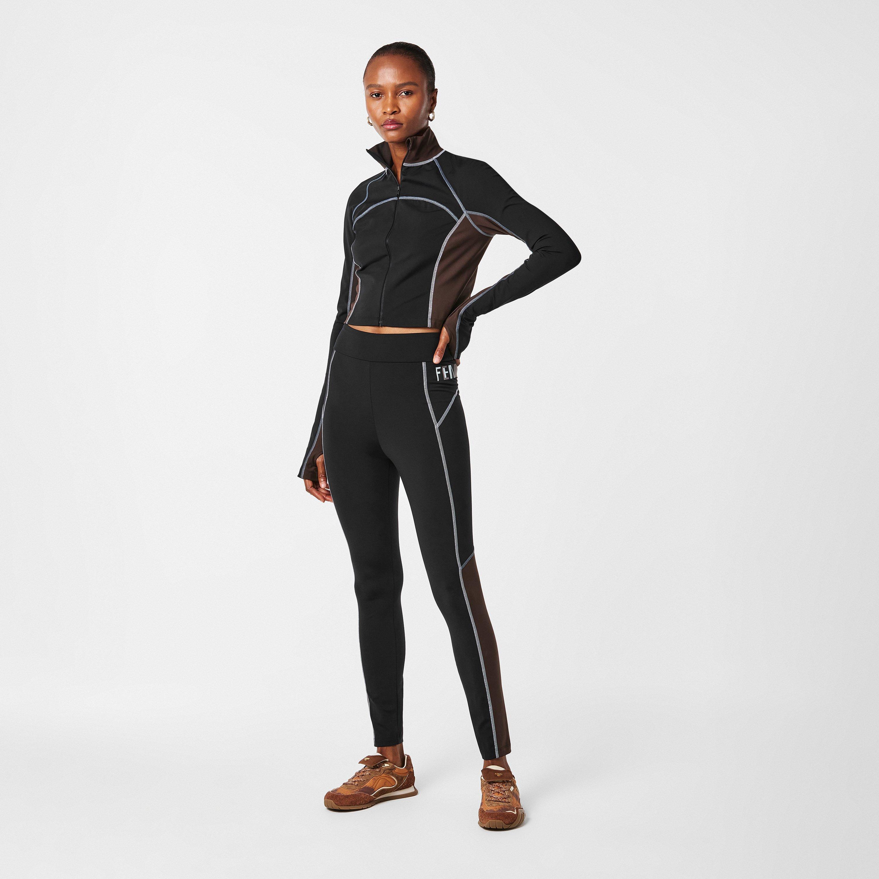 Blk Brown - Fendi - Women's Zipped Baselayer Top - 6