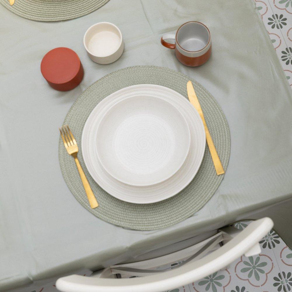 Sage Green - D C Fix - Sage Green Plain Wipe Clean Polyester Tablecloth - 1