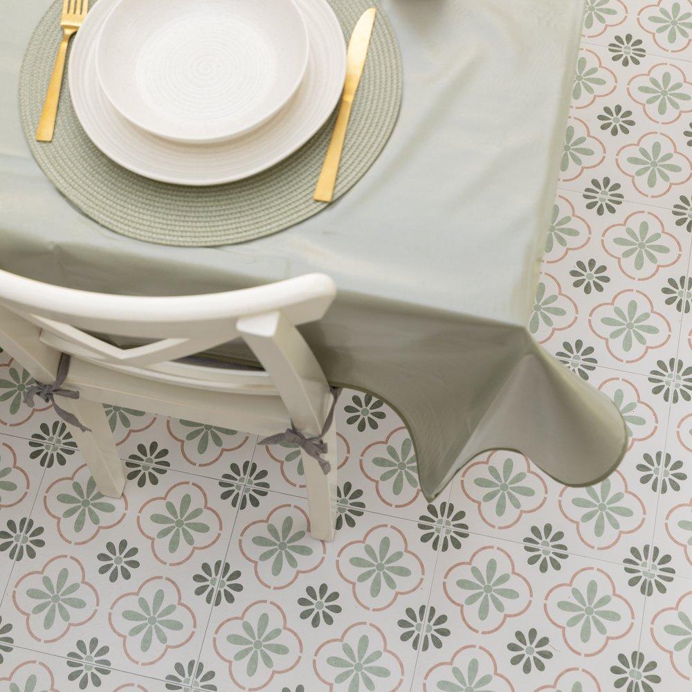 Sage Green - D C Fix - Sage Green Plain Wipe Clean Polyester Tablecloth - 2