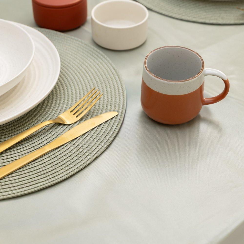 Sage Green - D C Fix - Sage Green Plain Wipe Clean Polyester Tablecloth - 3