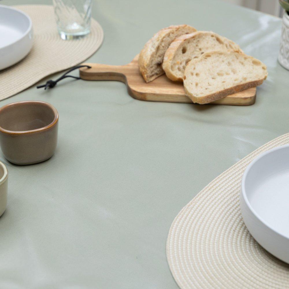 Sage Green - D C Fix - Sage Green Plain Wipe Clean Polyester Tablecloth - 5