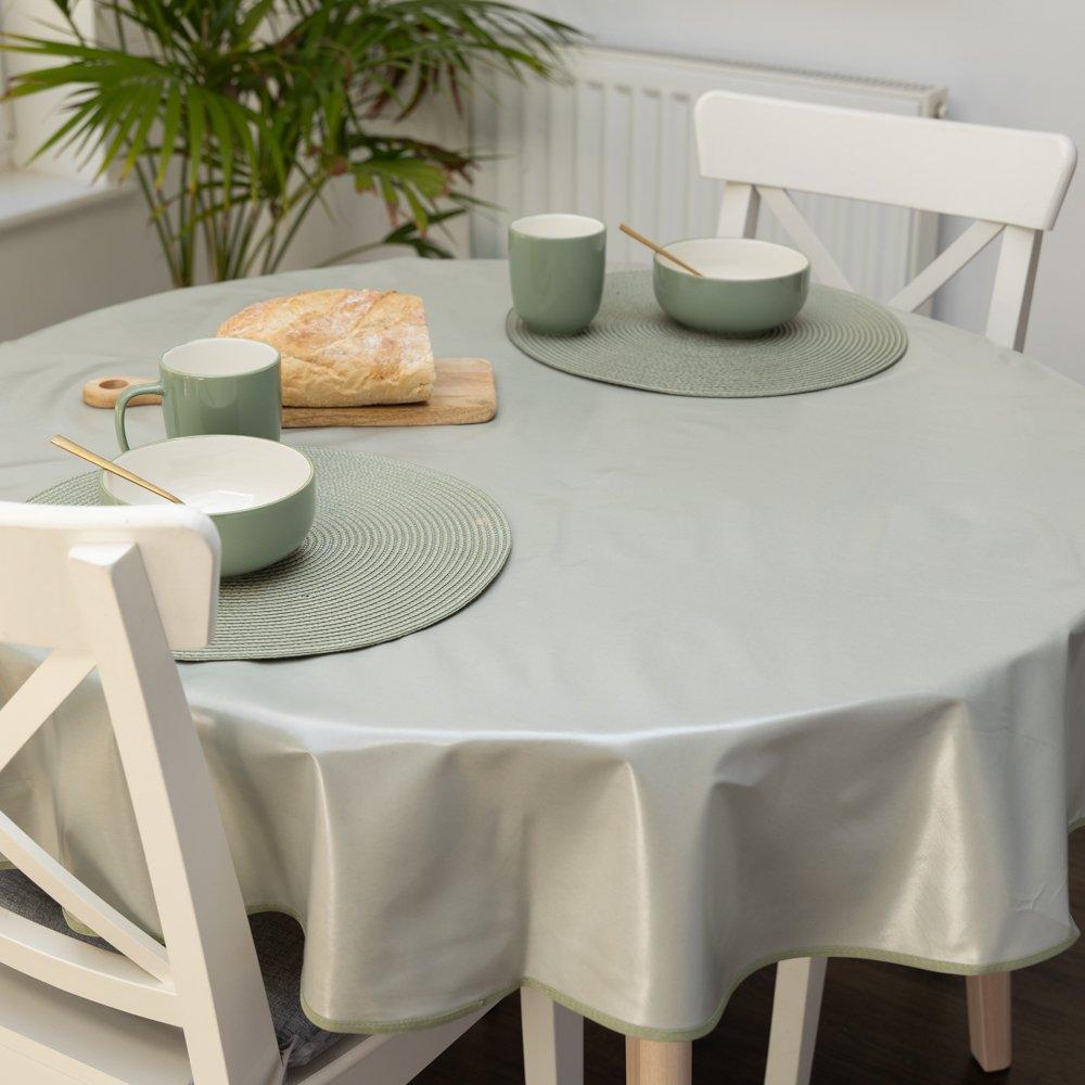 Sage Green - D C Fix - Sage Green Plain Wipe Clean Polyester Tablecloth - 6