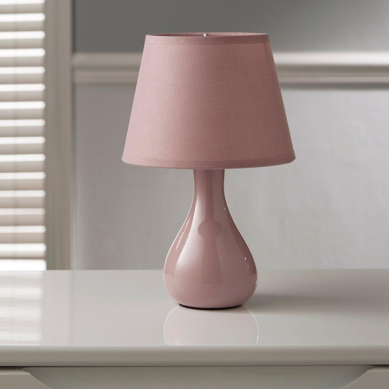 K Living  Calvin Small Ceramic Table Lamp & Shade Pink
