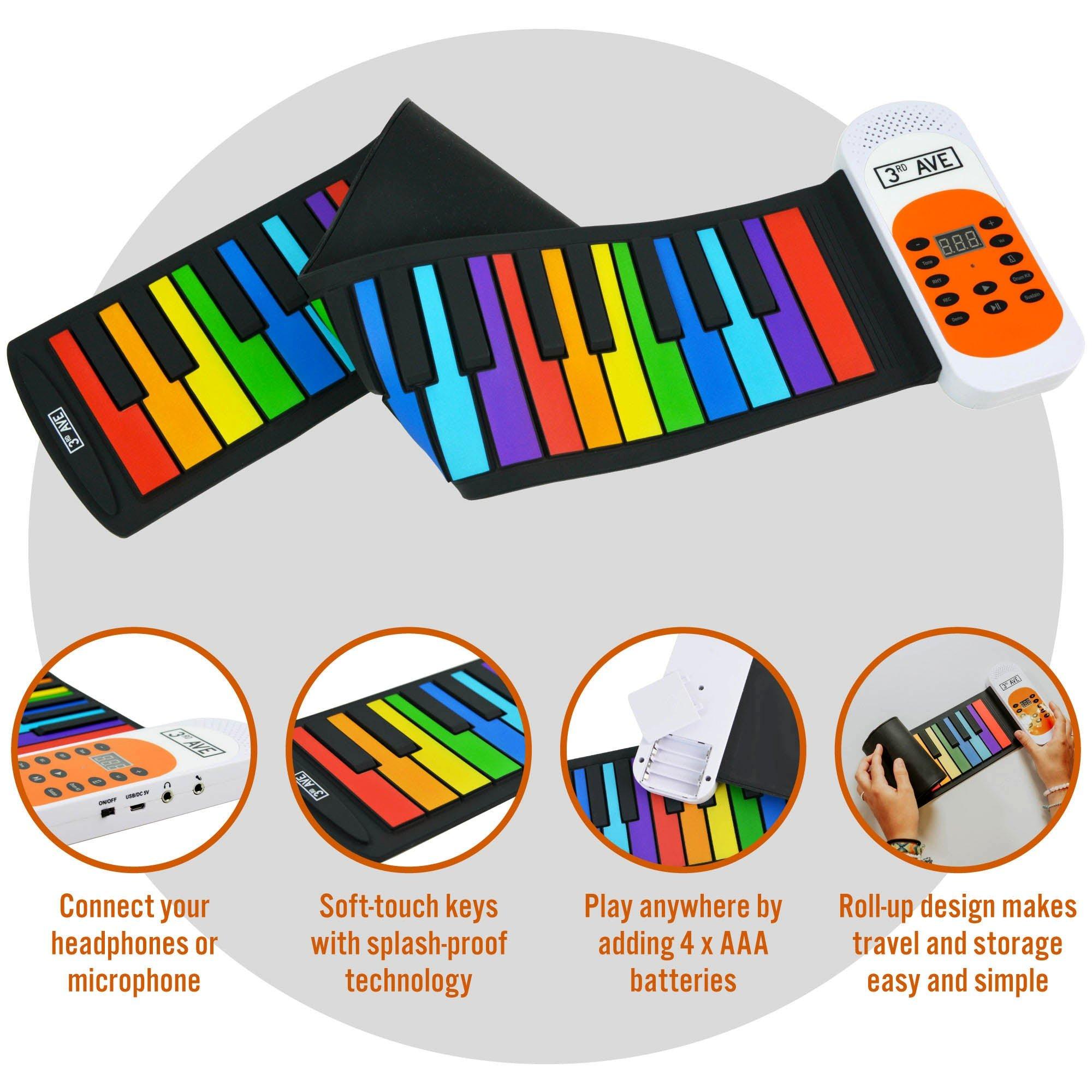 Rainbow - 3rd Avenue - 49 Key Rainbow Soft Touch Roll Up Piano - 2
