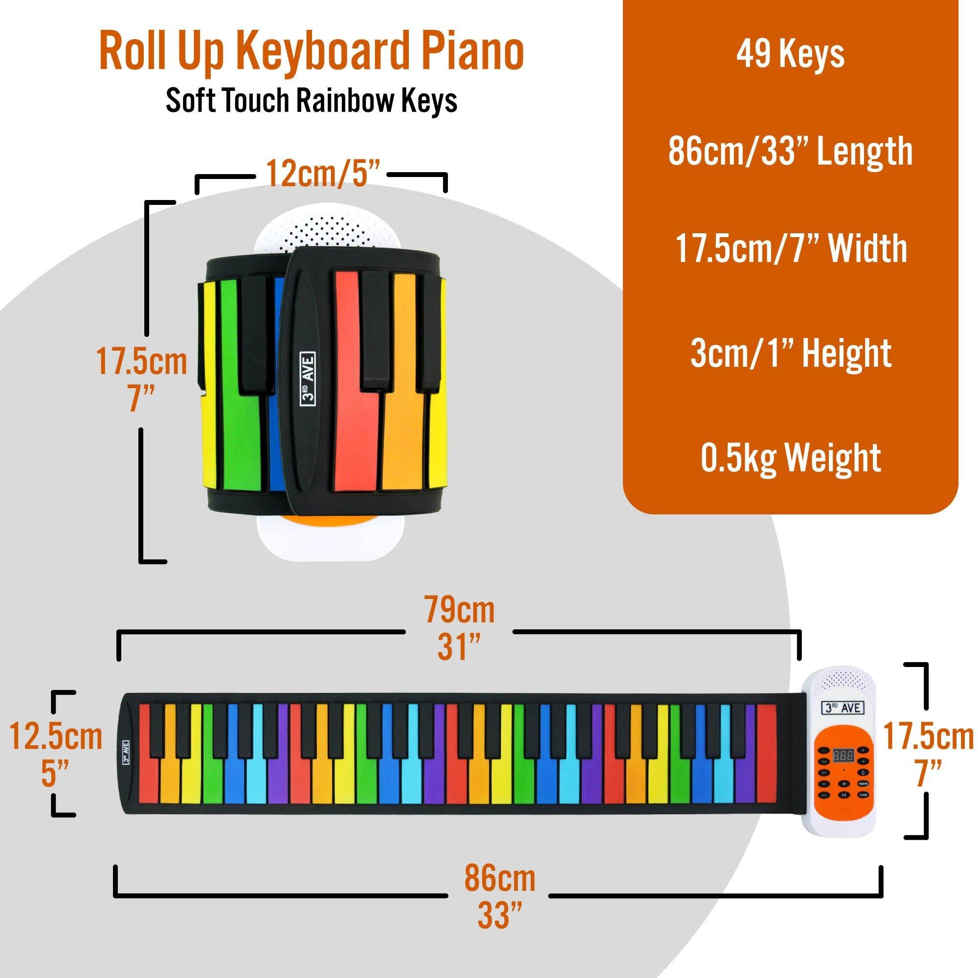 Rainbow - 3rd Avenue - 49 Key Rainbow Soft Touch Roll Up Piano - 3