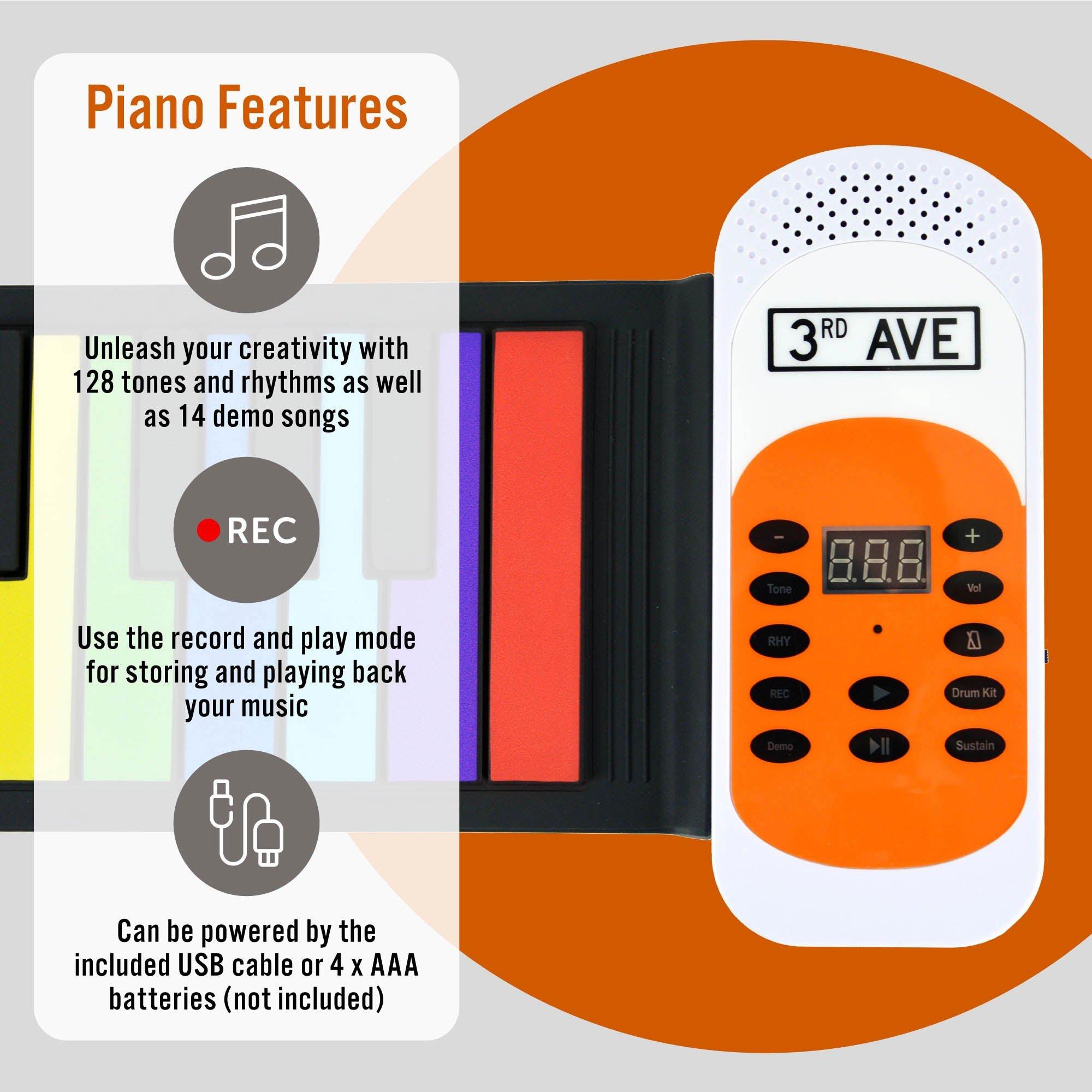 Rainbow - 3rd Avenue - 49 Key Rainbow Soft Touch Roll Up Piano - 4