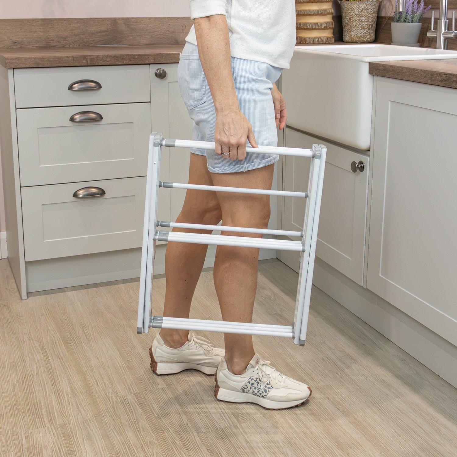 White - JVL - Extendable 3 Tier Concertina Airer - 8M White - 11