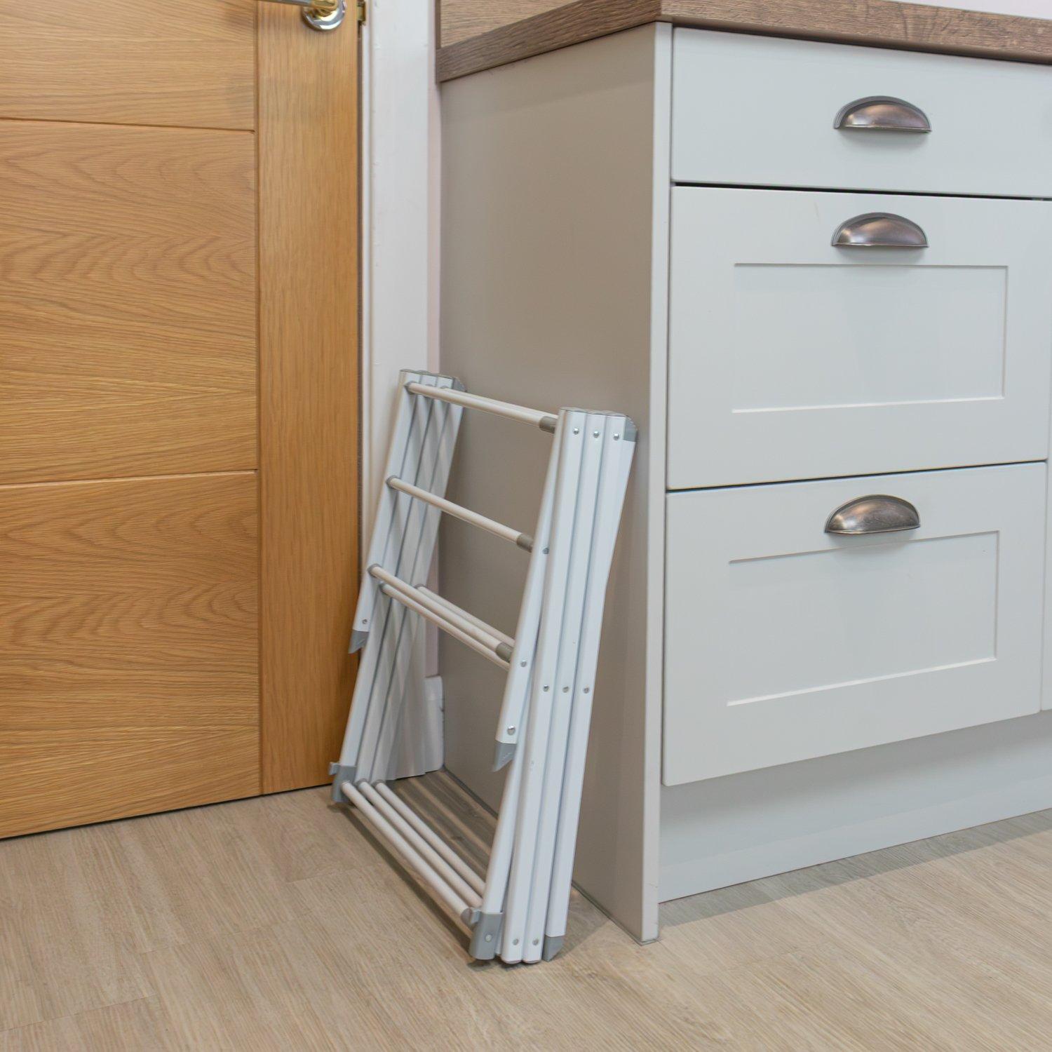 White - JVL - Extendable 3 Tier Concertina Airer - 8M White - 10