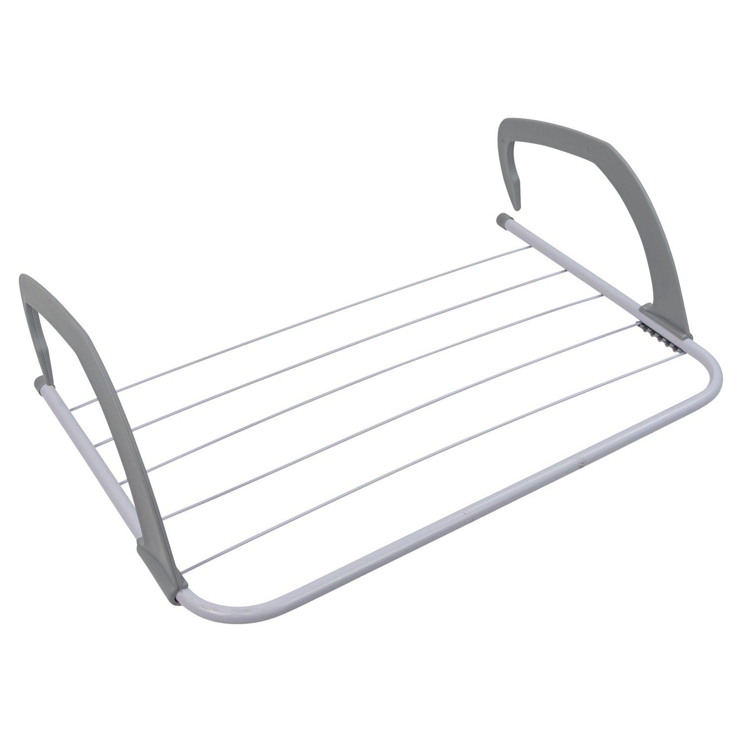 White - JVL - Over the Radiator Clothes Airer with Folding A - 1