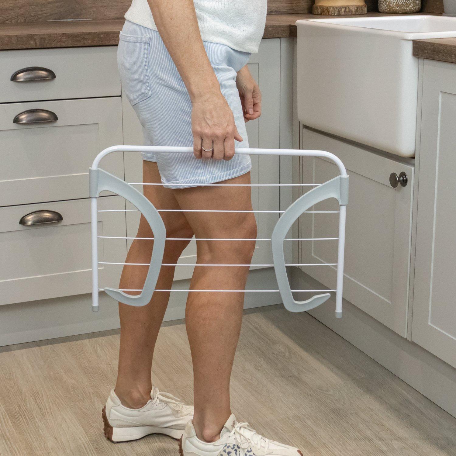 White - JVL - Over the Radiator Clothes Airer with Folding A - 4