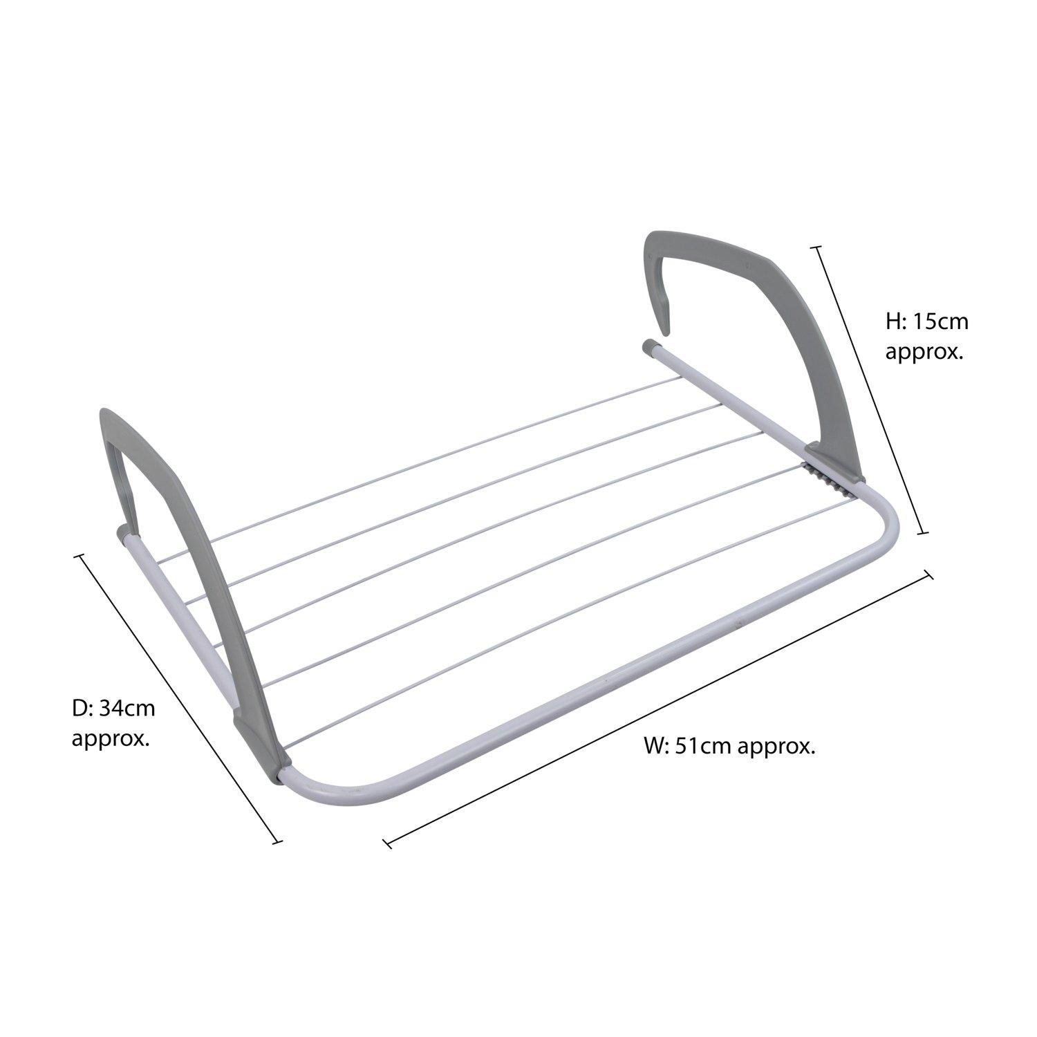 White - JVL - Over the Radiator Clothes Airer with Folding A - 7