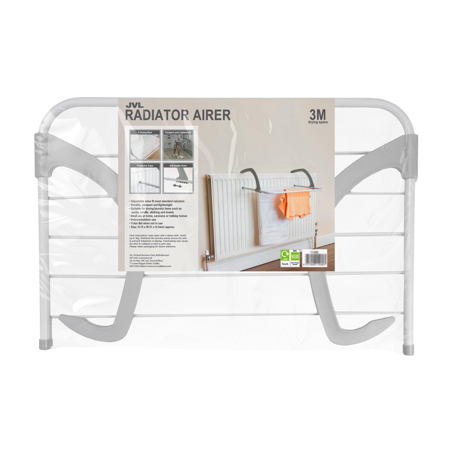 White - JVL - Over the Radiator Clothes Airer with Folding A - 8