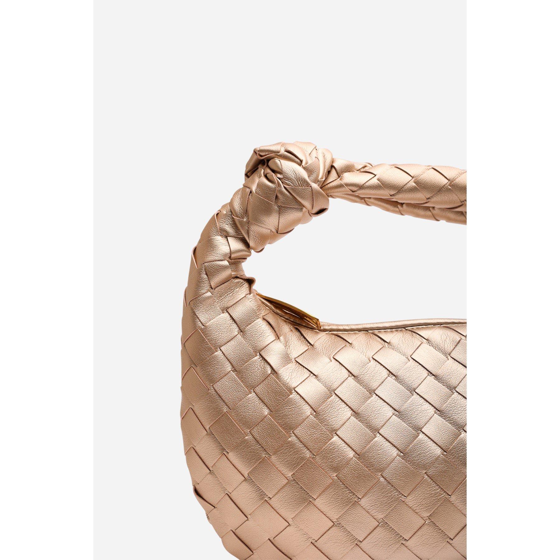 Gold - Wheres That From - Aura Classic Woven Hobo Bag - 4