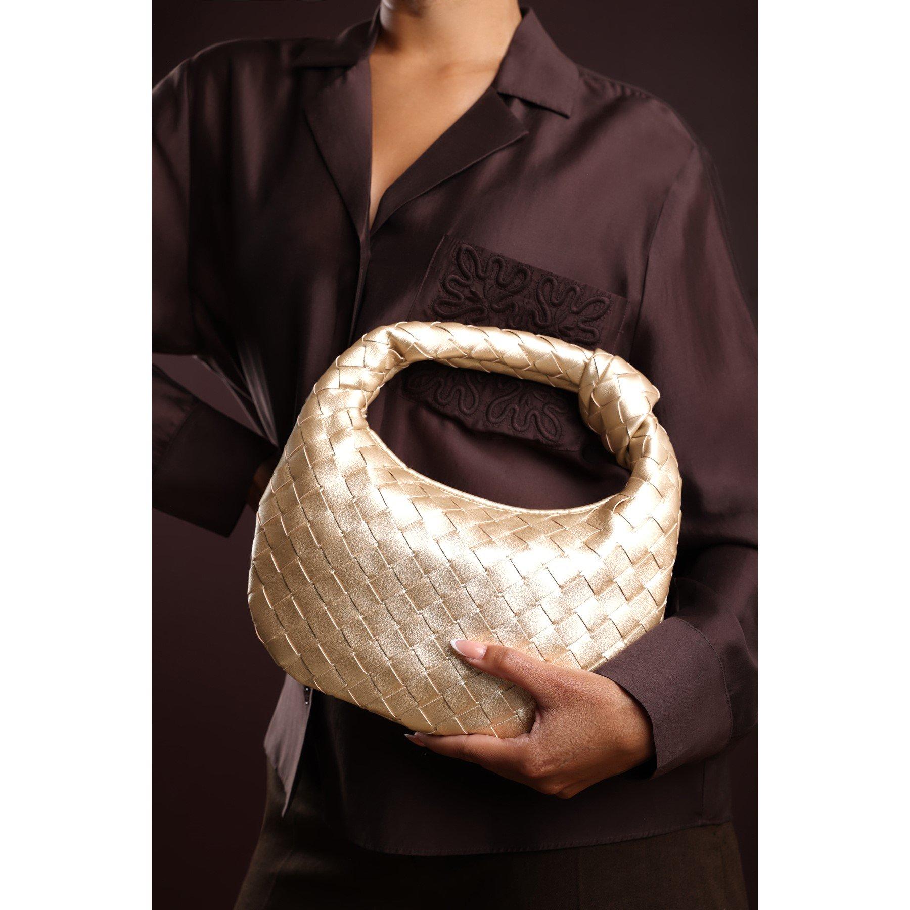 Gold - Wheres That From - Aura Classic Woven Hobo Bag - 6