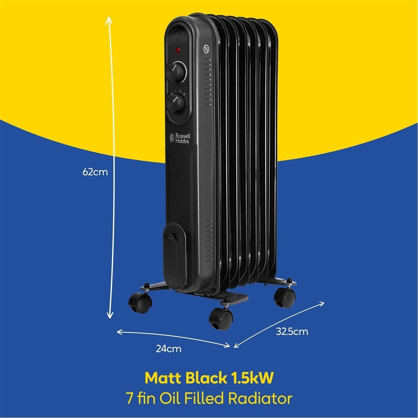 Matt Black - Russell Hobbs - RHOFR7004B Oil Filled Radiator - 2