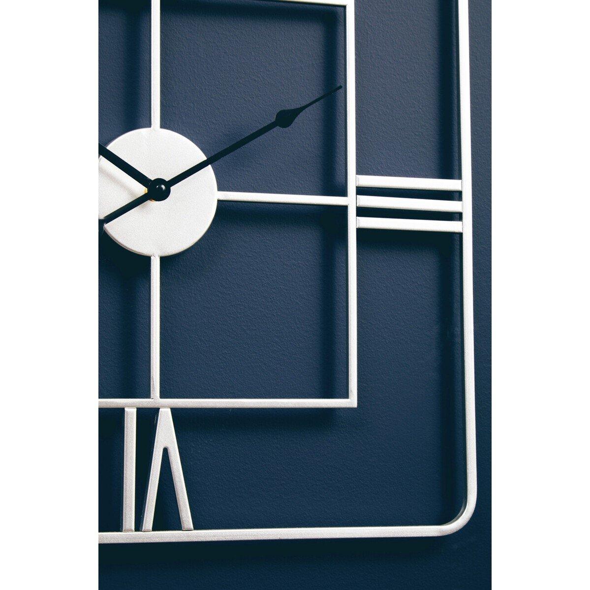 Silver - Premier Housewares - Kent Large Silver Finish Square Wall Clock - 2