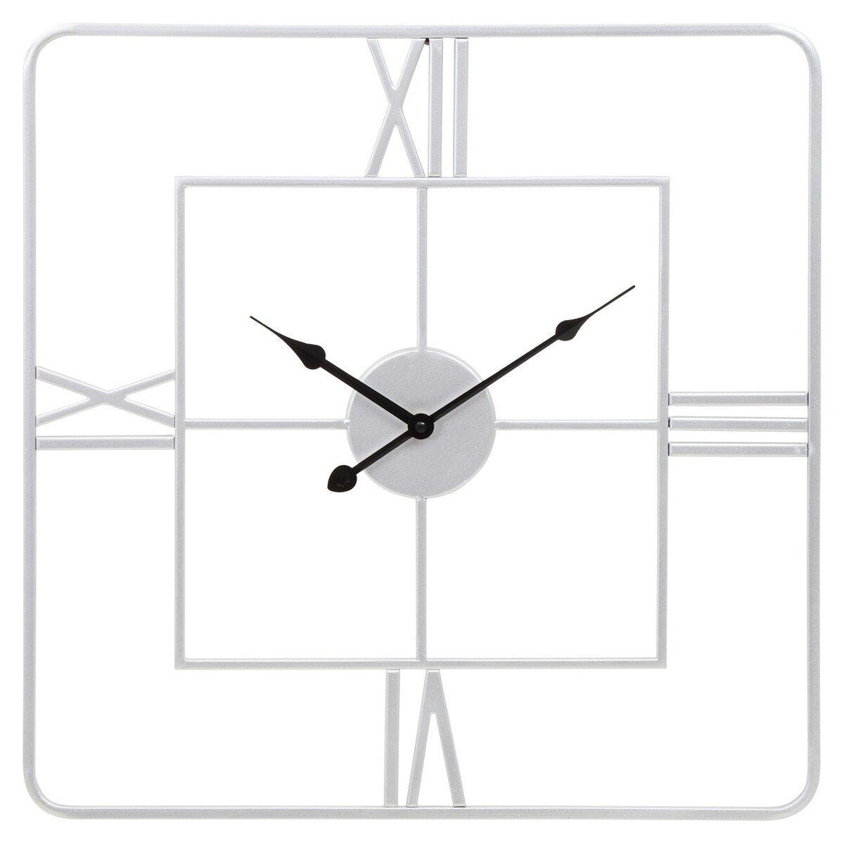 Silver - Premier Housewares - Kent Large Silver Finish Square Wall Clock - 4
