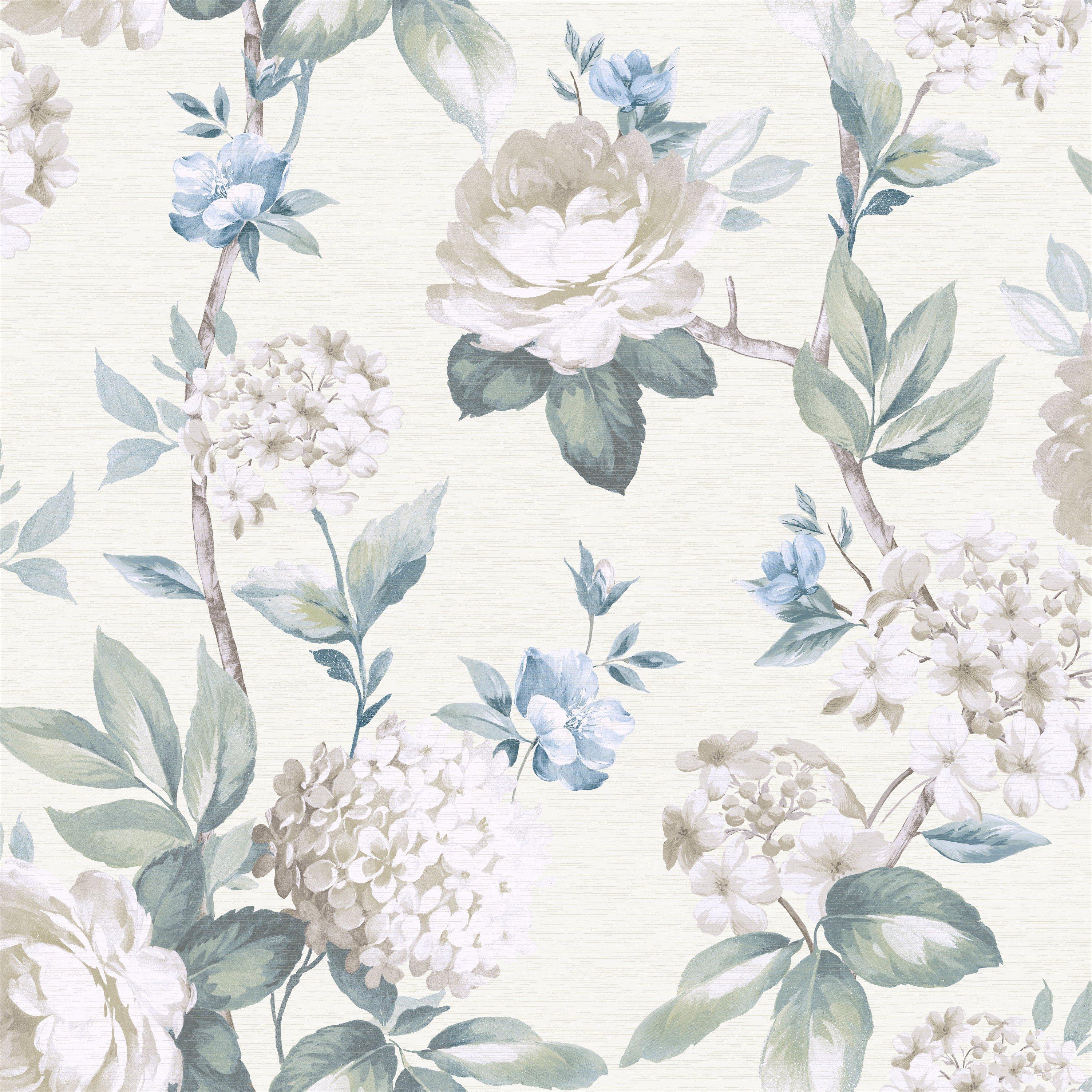Neutral - Arthouse - Keeka Floral Blue Cream sw12 - 1