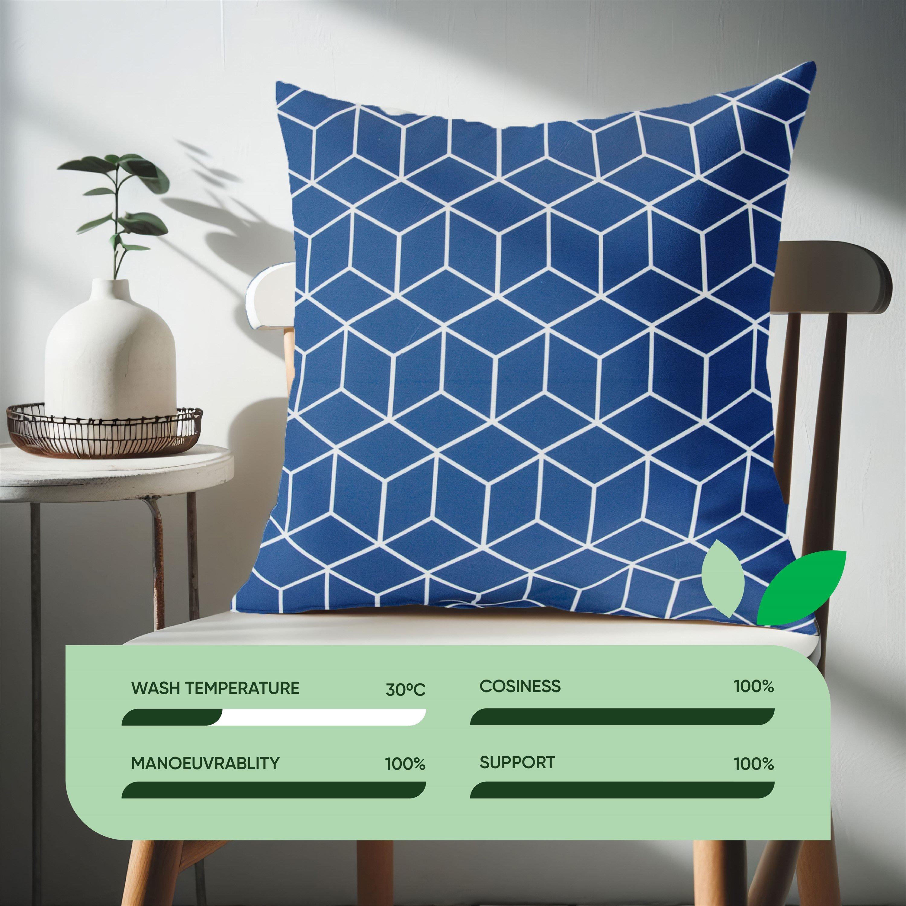 Blue - Streetwize - Decorative Blue Cube Scatter Cushion Covers - 4