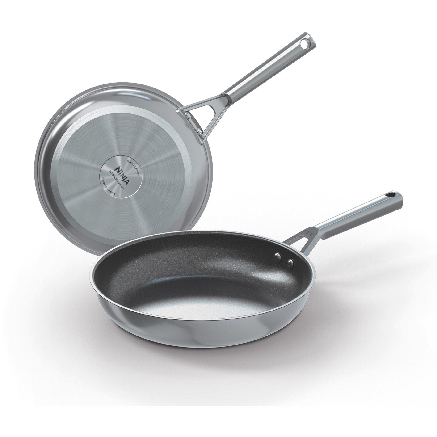 Stainless Steel - Ninja - Foodi ZEROSTICK 2-Piece Frying Pan Set - 3