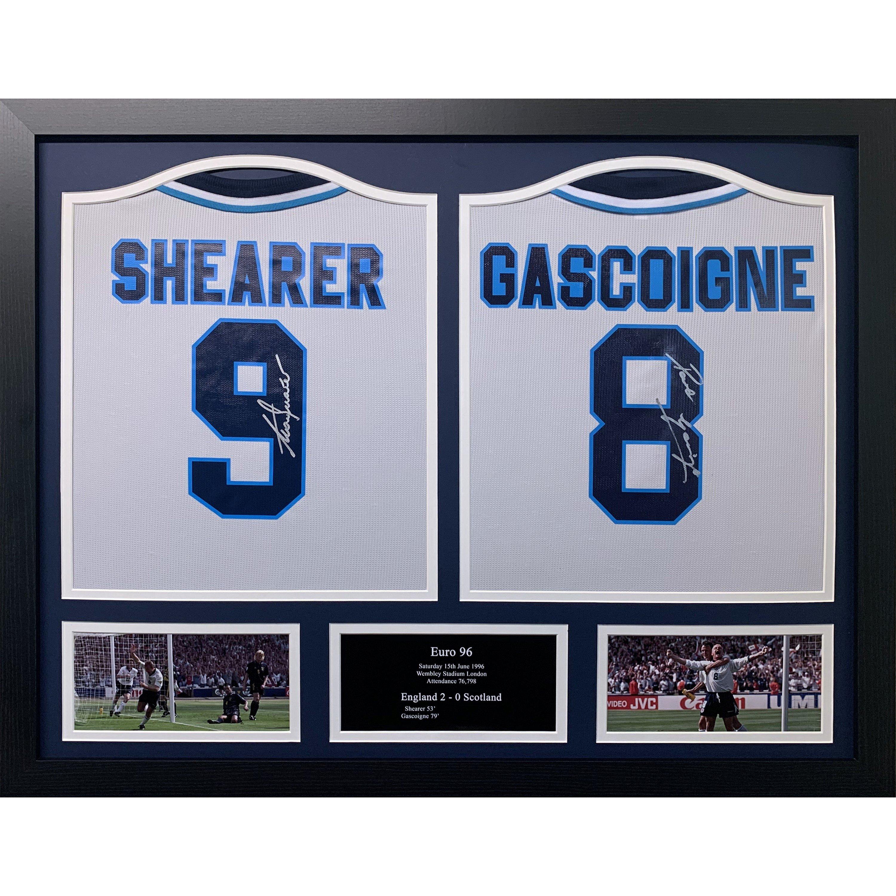 Allstarsignings Ltd  Shearer & Gascoigne England Euro 96 Signed Shirts - White