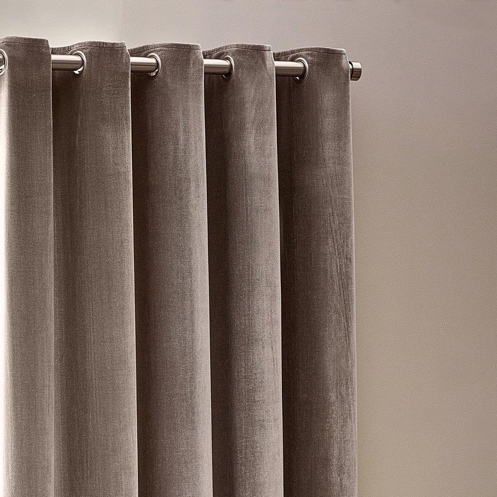 Greige - Yard - Heavy Chenille Lined Eyelet Curtains - 2
