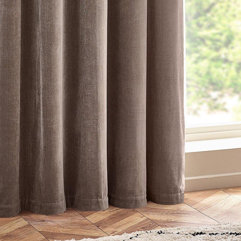 Greige - Yard - Heavy Chenille Lined Eyelet Curtains - 3