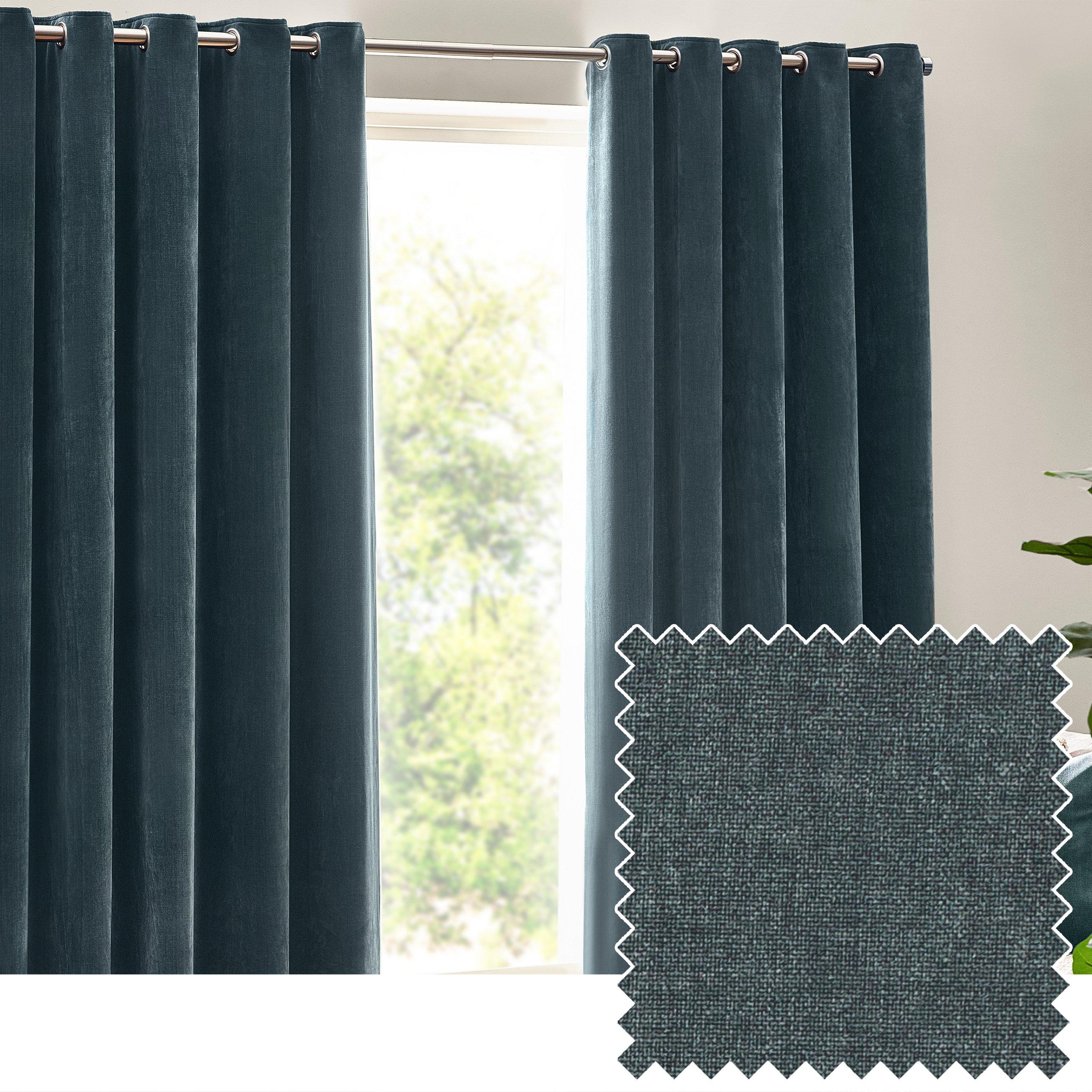 Yard  Heavy Chenille Fully Lined Eyelet Curtains - Marine - 117x183cm