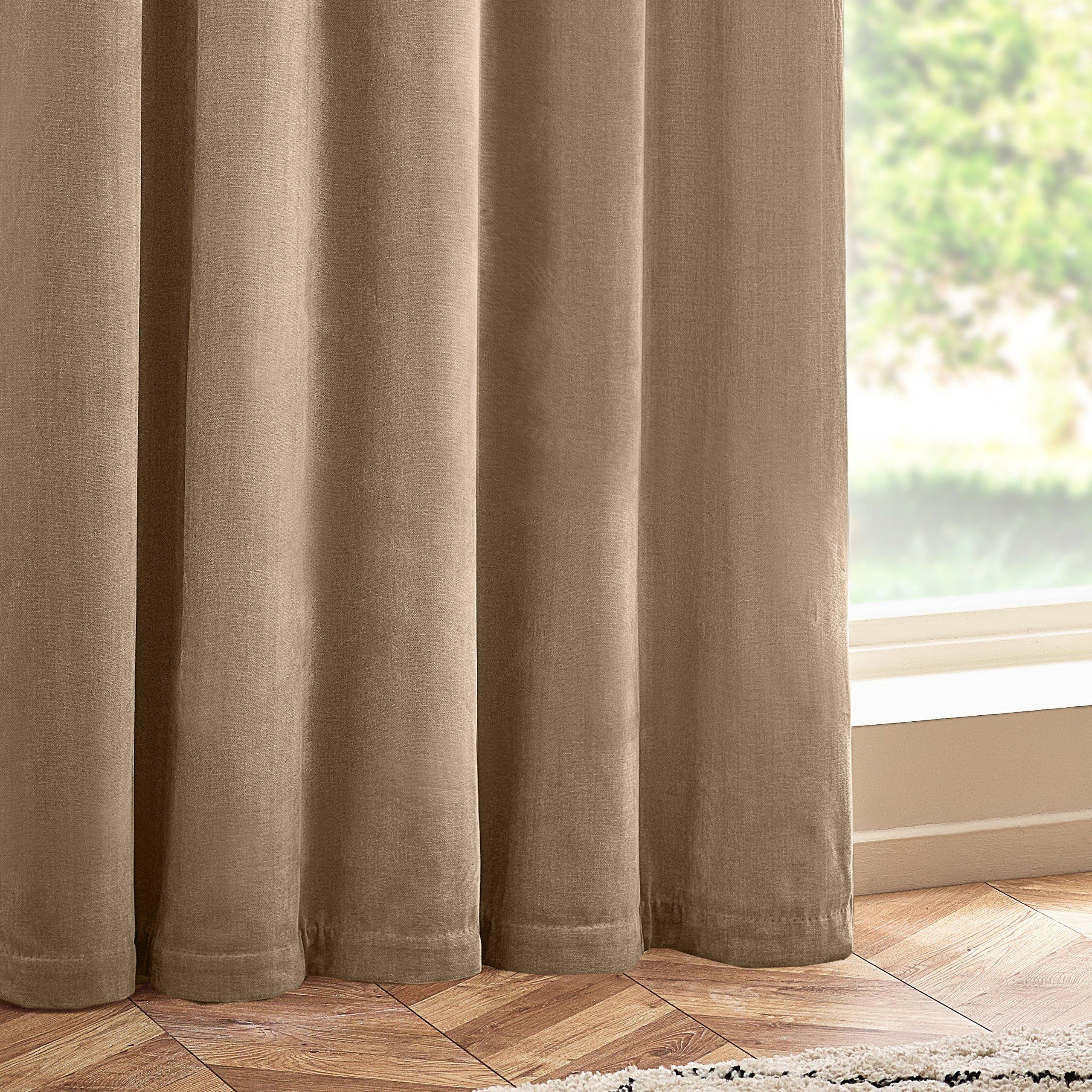Natural - Yard - Heavy Chenille Velvet Eyelet Curtains - 3