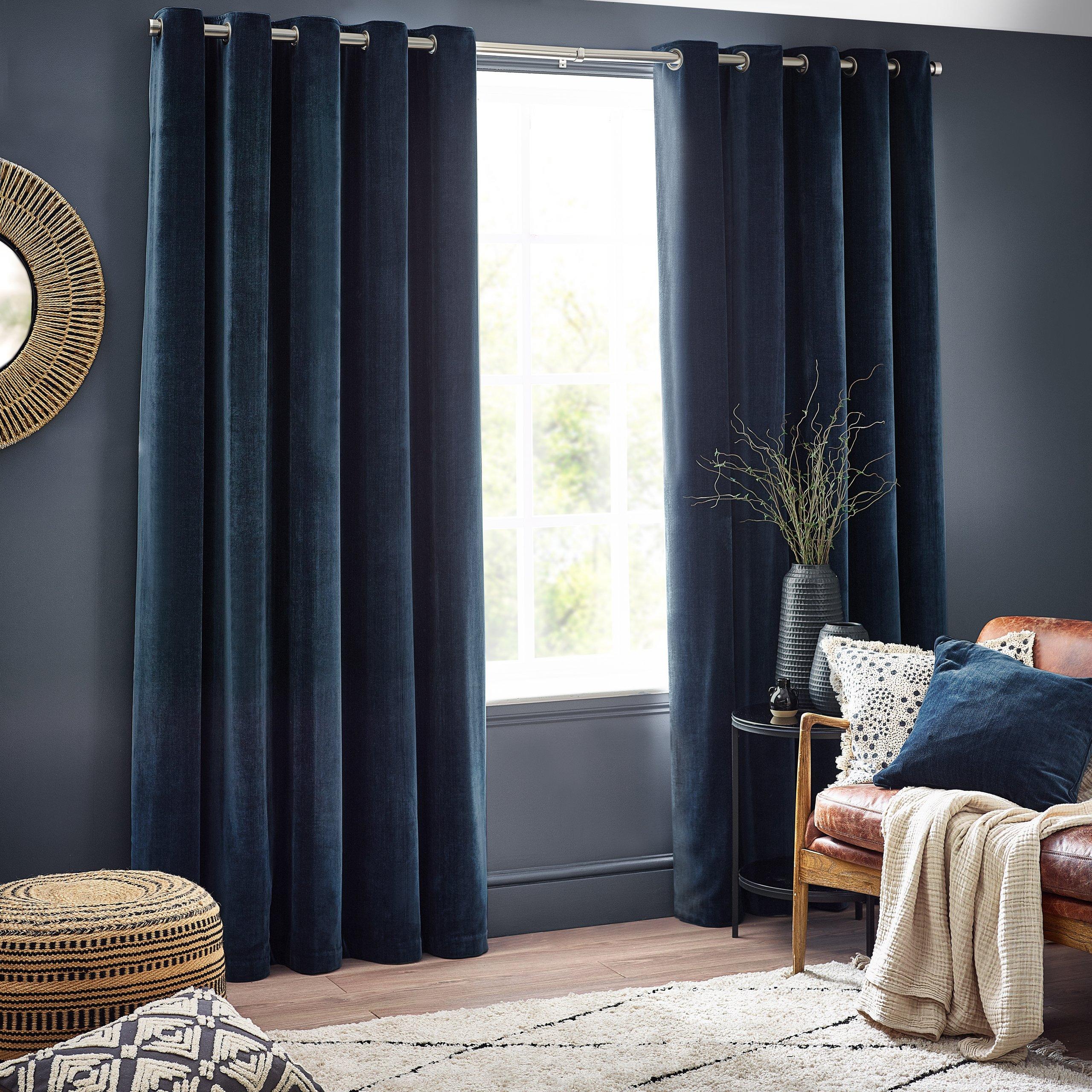 Heavy Chenille Velvet Eyelet Curtains