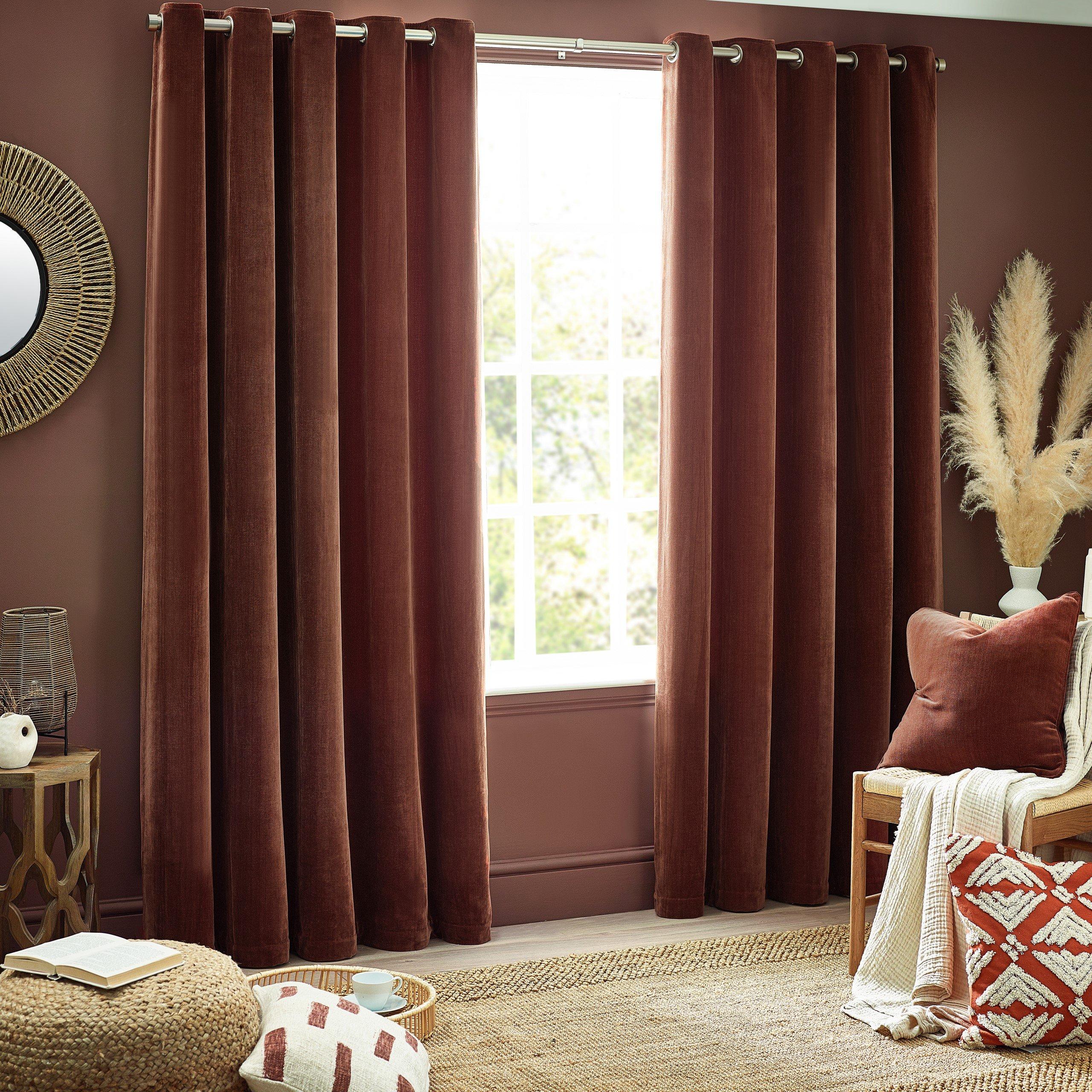 Heavy Chenille Velvet Eyelet Curtains