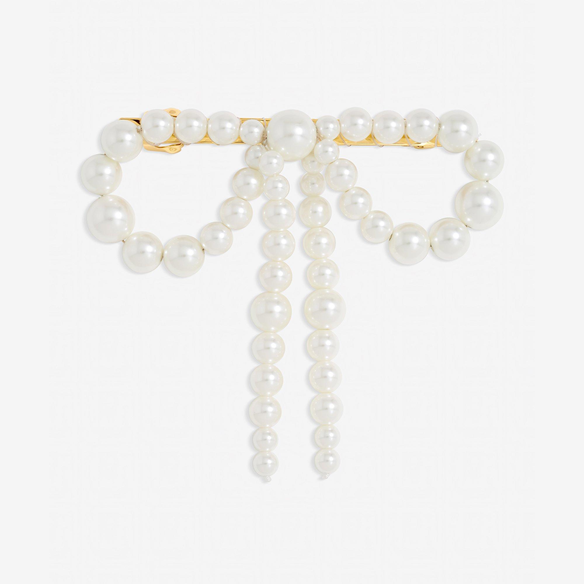 Silver - Jon Richard - Gold Plated Pearl Bow Hair Clip