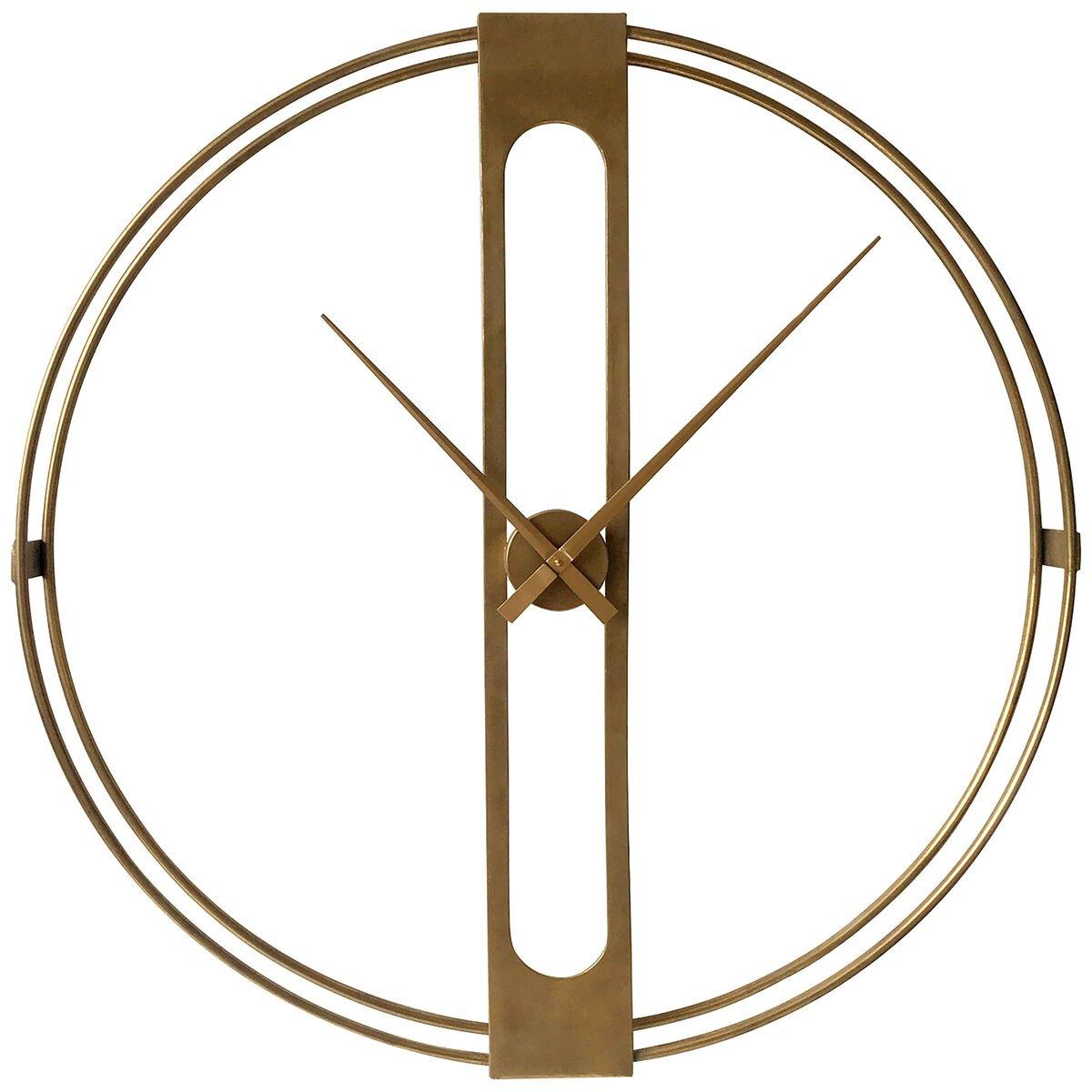 Gold - Premier Housewares - Beauly 107cm Dia Gold Finish Dual Ring Wall Clock
