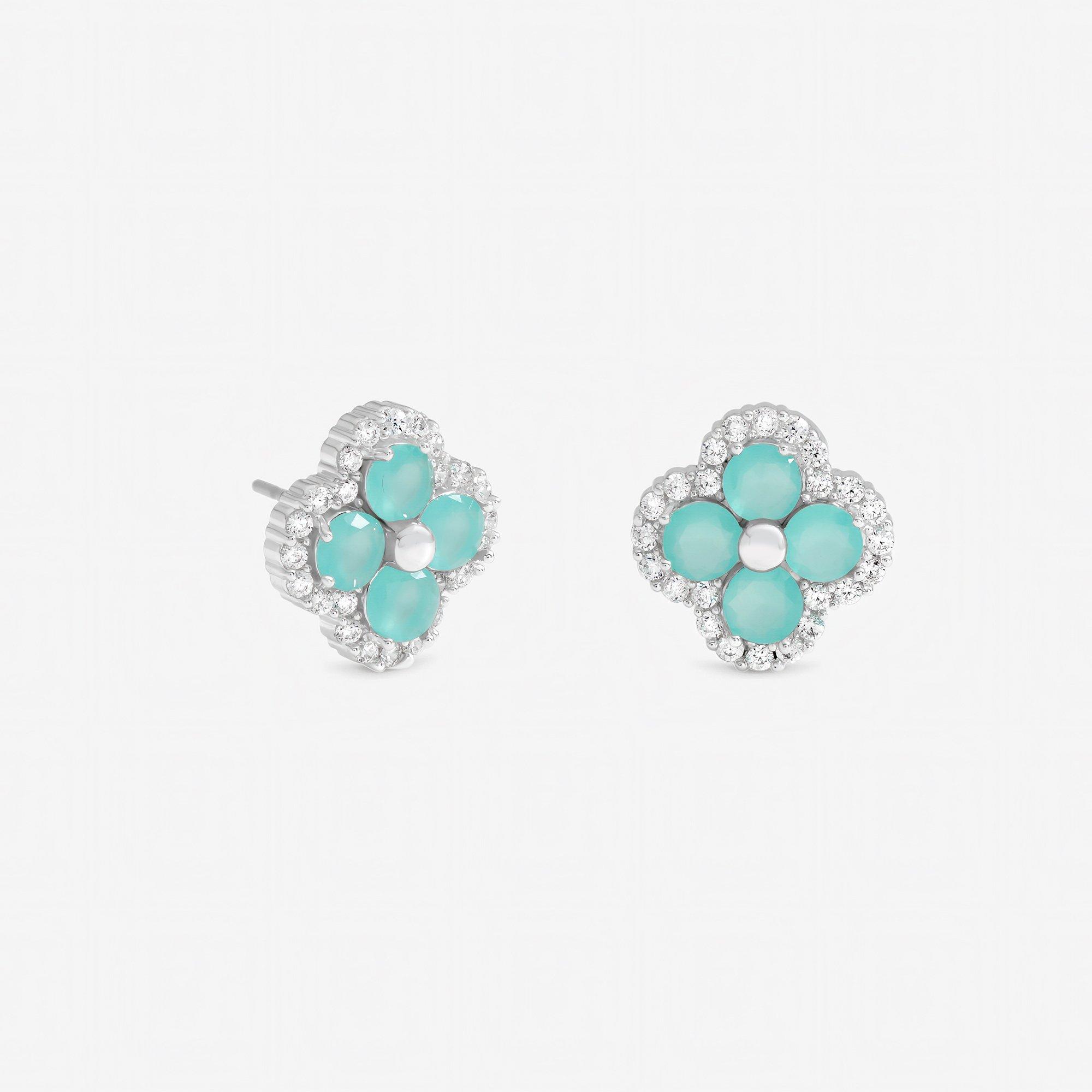 Silver - Jon Richard - Silver Plated and Blue Clover Stud Earrings