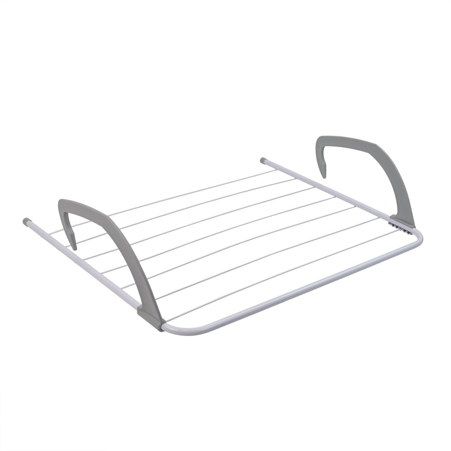 White - JVL - Over the Radiator Clothes Airer with Folding A - 1