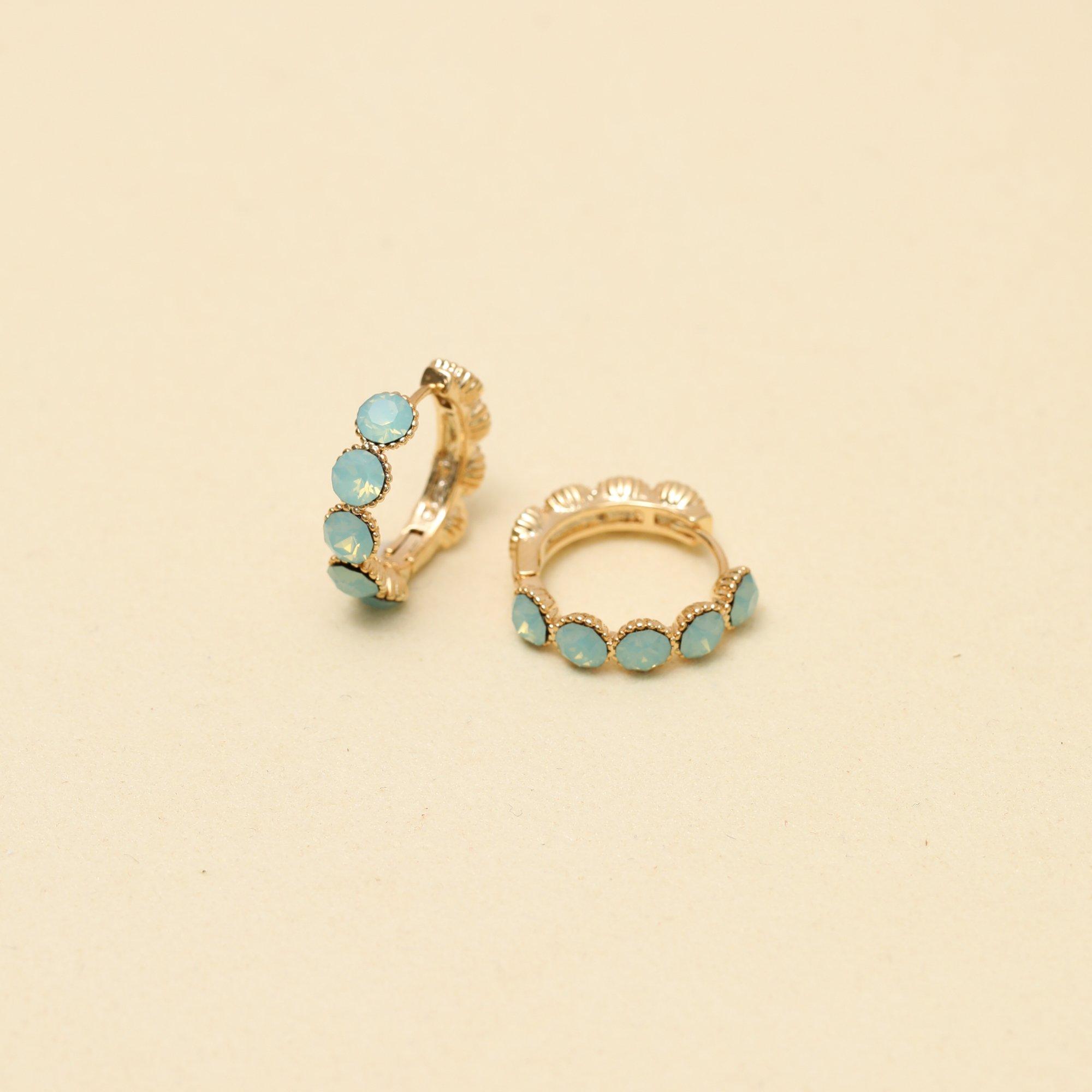 Silver - Jon Richard - Gold Plated and Blue Round Hoop Earrings - 2