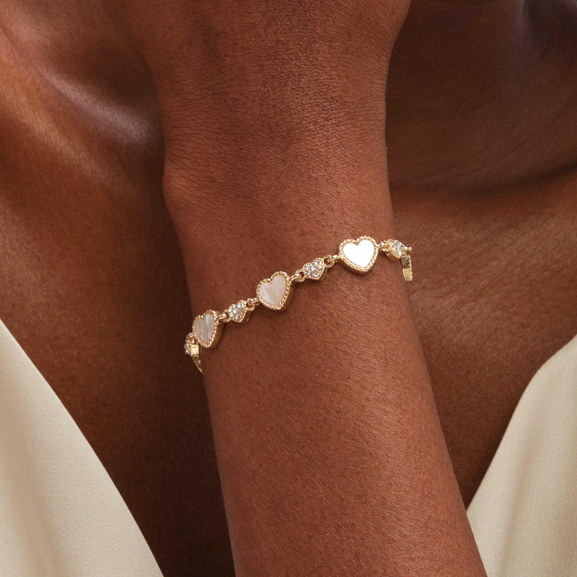 Silver - Jon Richard - Pave and Mother of Pearl Heart Toggle Bracelet - 3