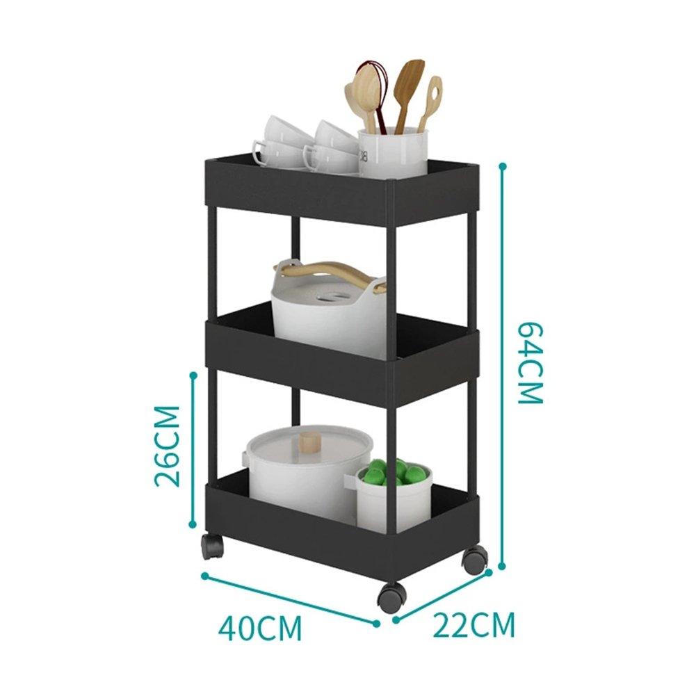 Black - LIFE IDEAS - Multi-Tier Trolley Cart for Kitchen & Bathroom - 6