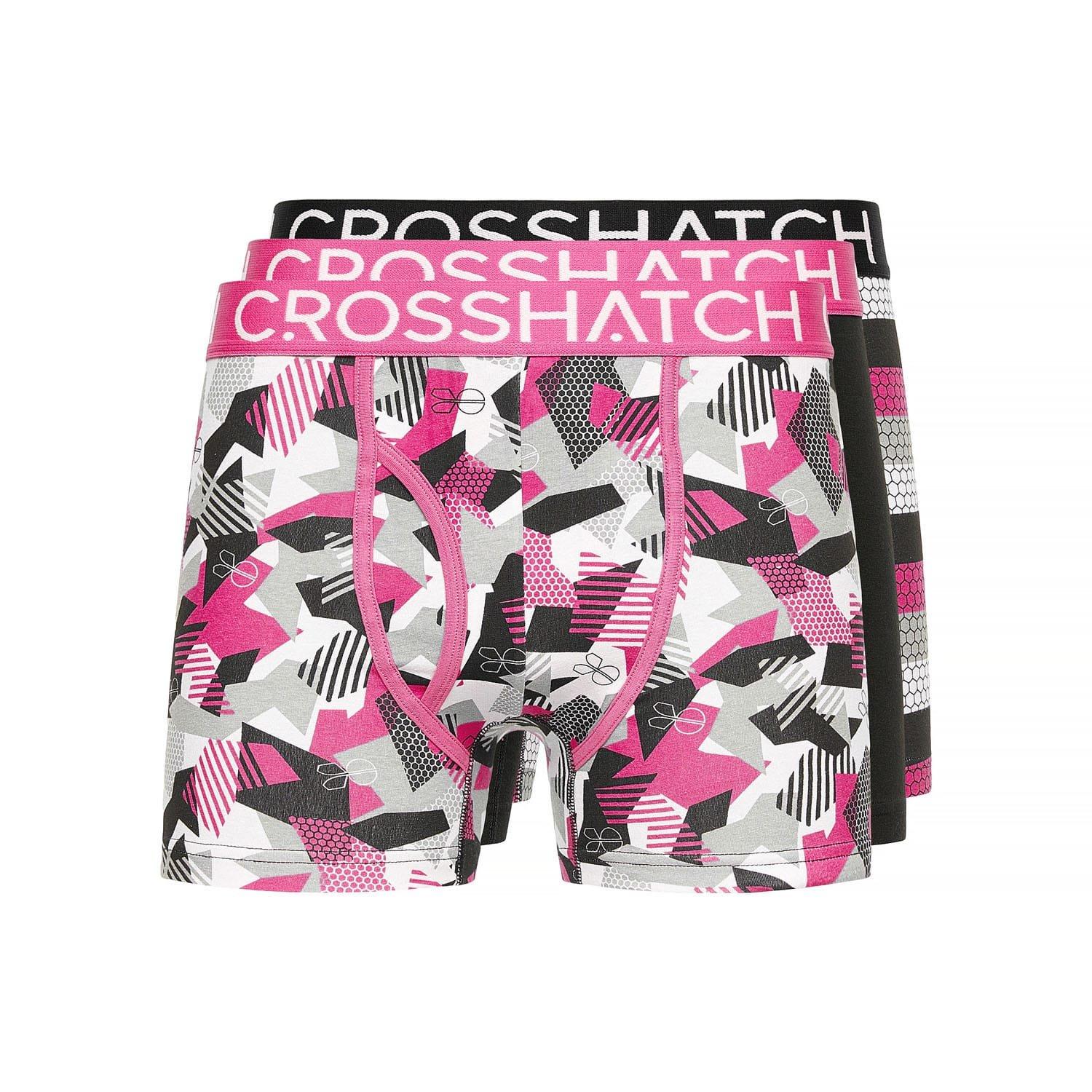 Pink - Crosshatch - 3 Pack of Crystaline Boxers - 1
